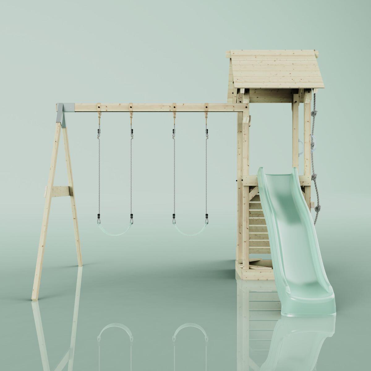 Spielturm Vimmerby mit Kinderschaukel in Mintgrün - 357 × 305 × 273 cm 2/6