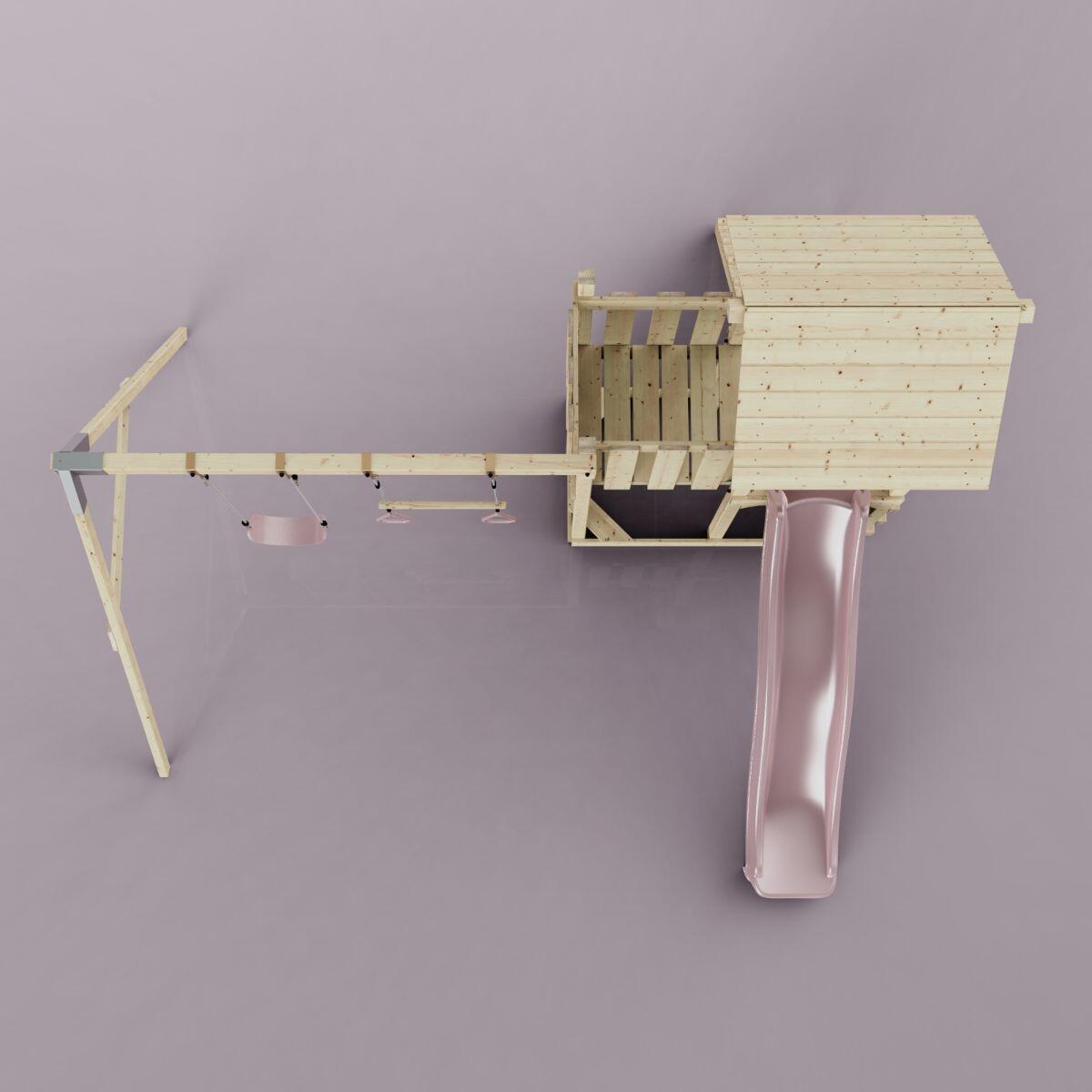 Spielturm Uppsala mit Trapezstange in Altrosa - 357 × 361 × 273 cm 6/6