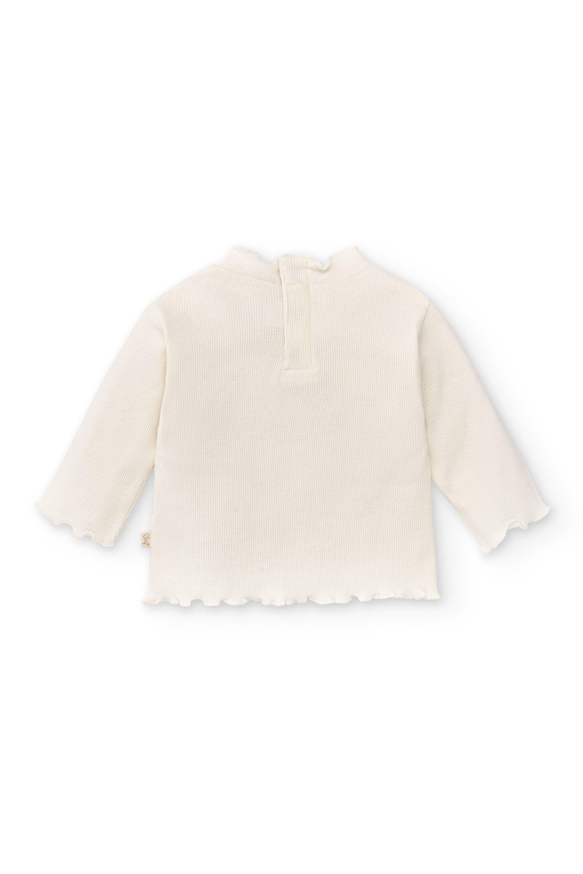 Camiseta infantil de manga comprida na cor cru com 2/4