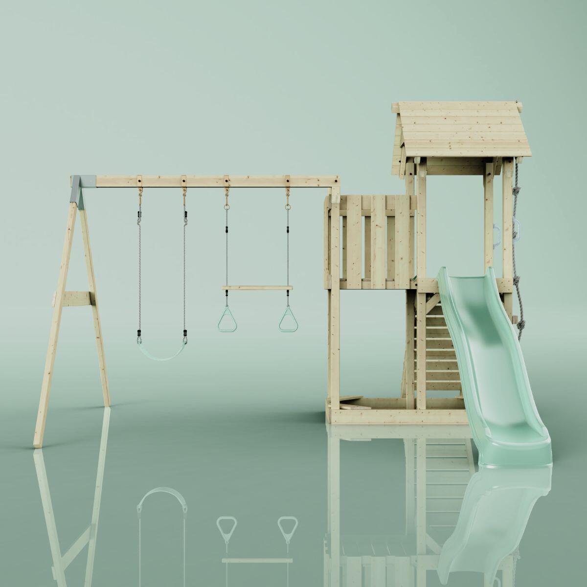 Spielturm Uppsala mit Trapezstange in Mintgrün - 357 × 361 × 273 cm 2/6