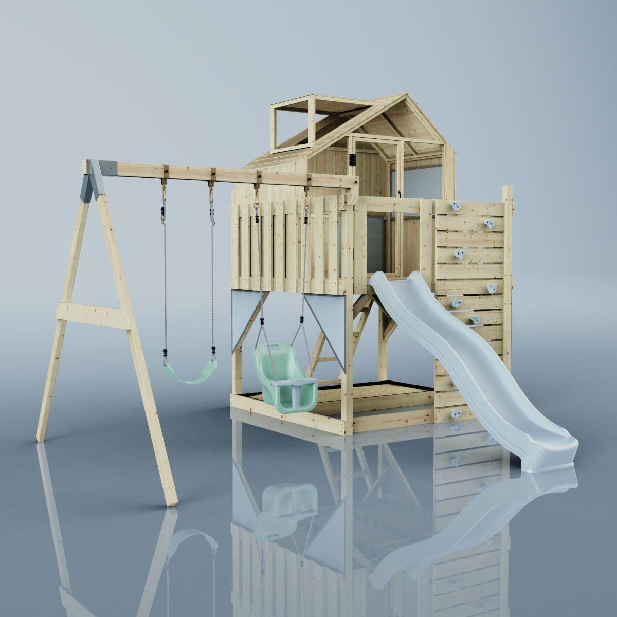 Spielturm Lasse mit Babyschaukel in Eisblau - 414 × 399 × 292 cm 6/6