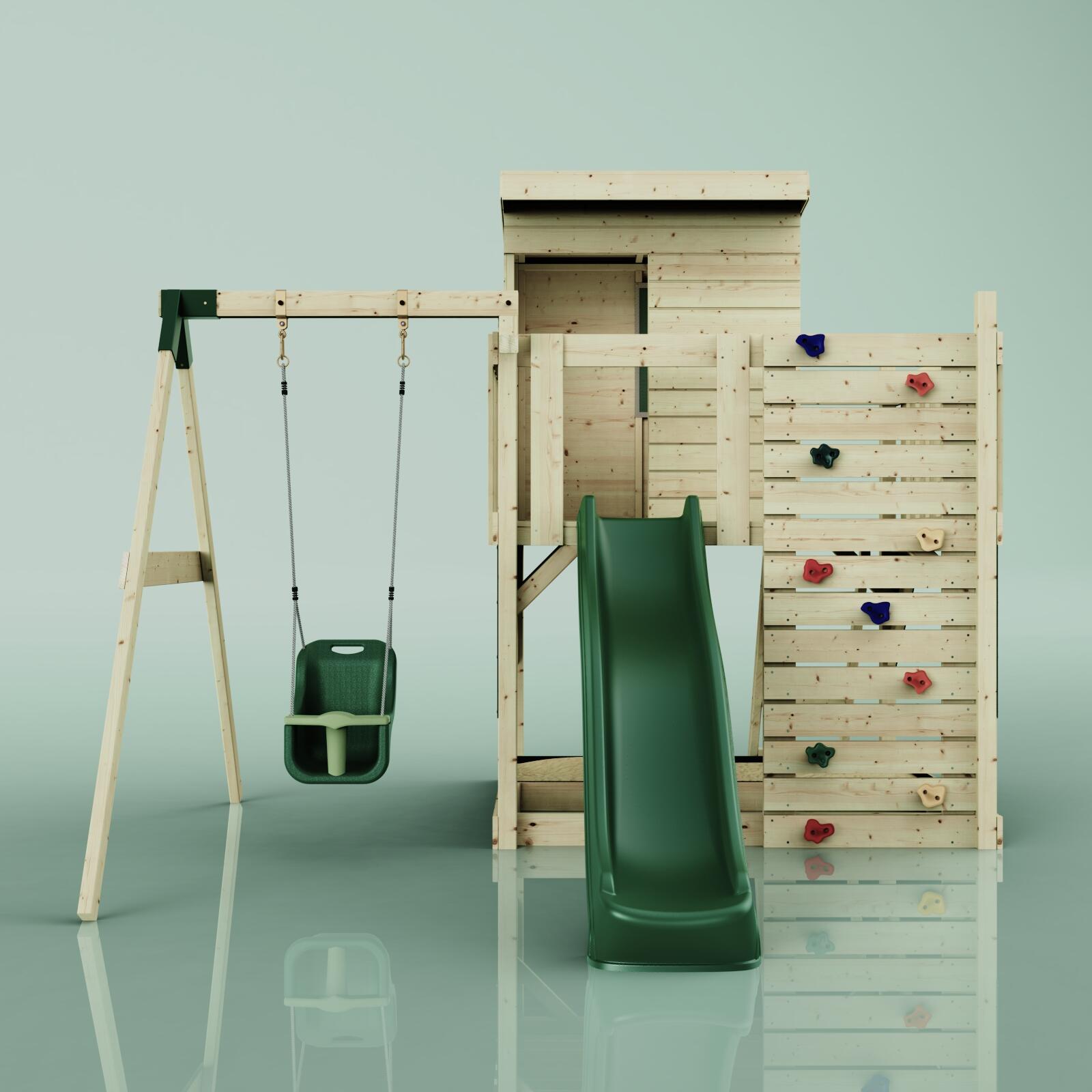 Spielturm Alma mit Babyschaukel in Dunkelgrün - 415 × 306 × 260 cm 2/6