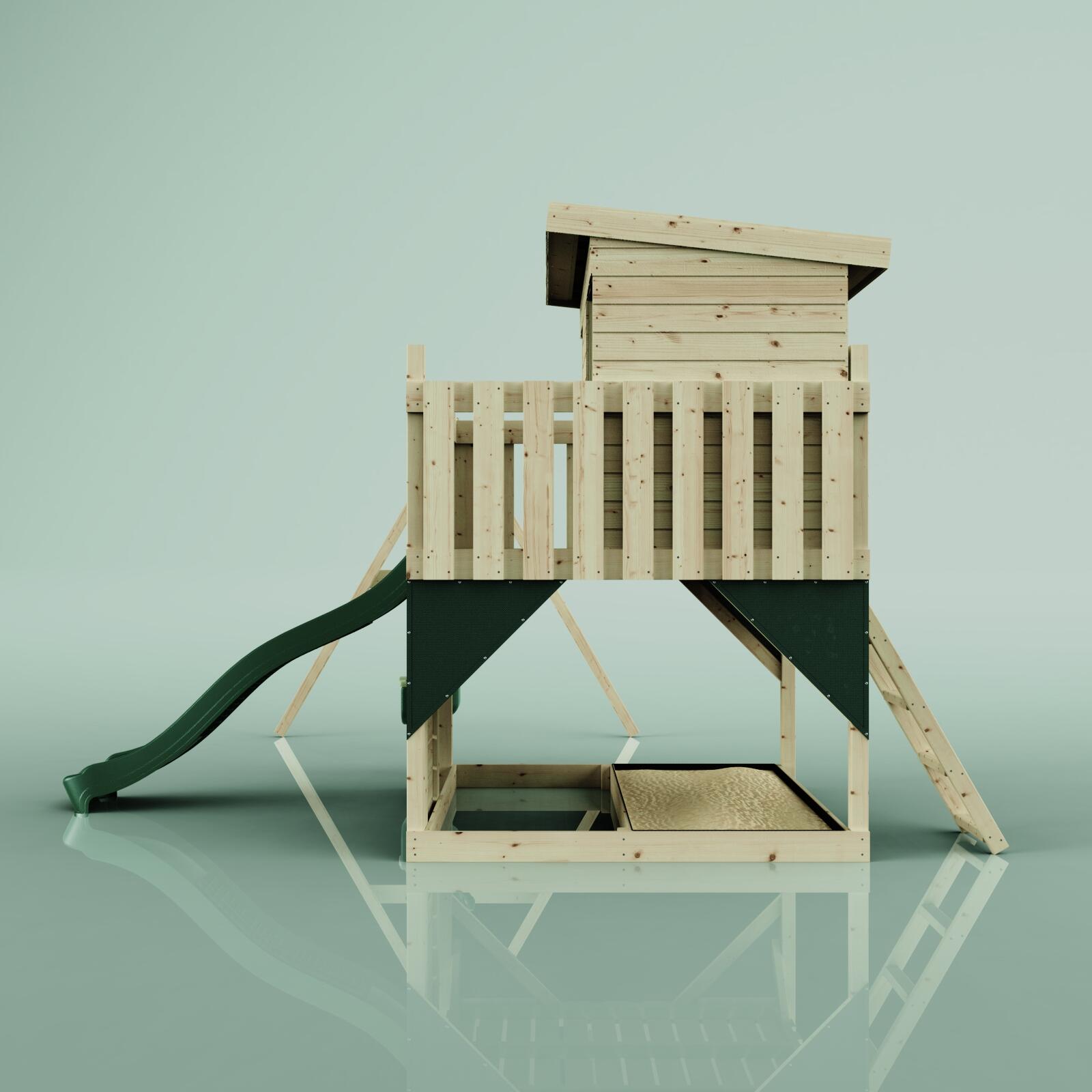 Spielturm Nils mit Babyschaukel in Dunkelgrün - 415 × 396 × 260 cm 3/6