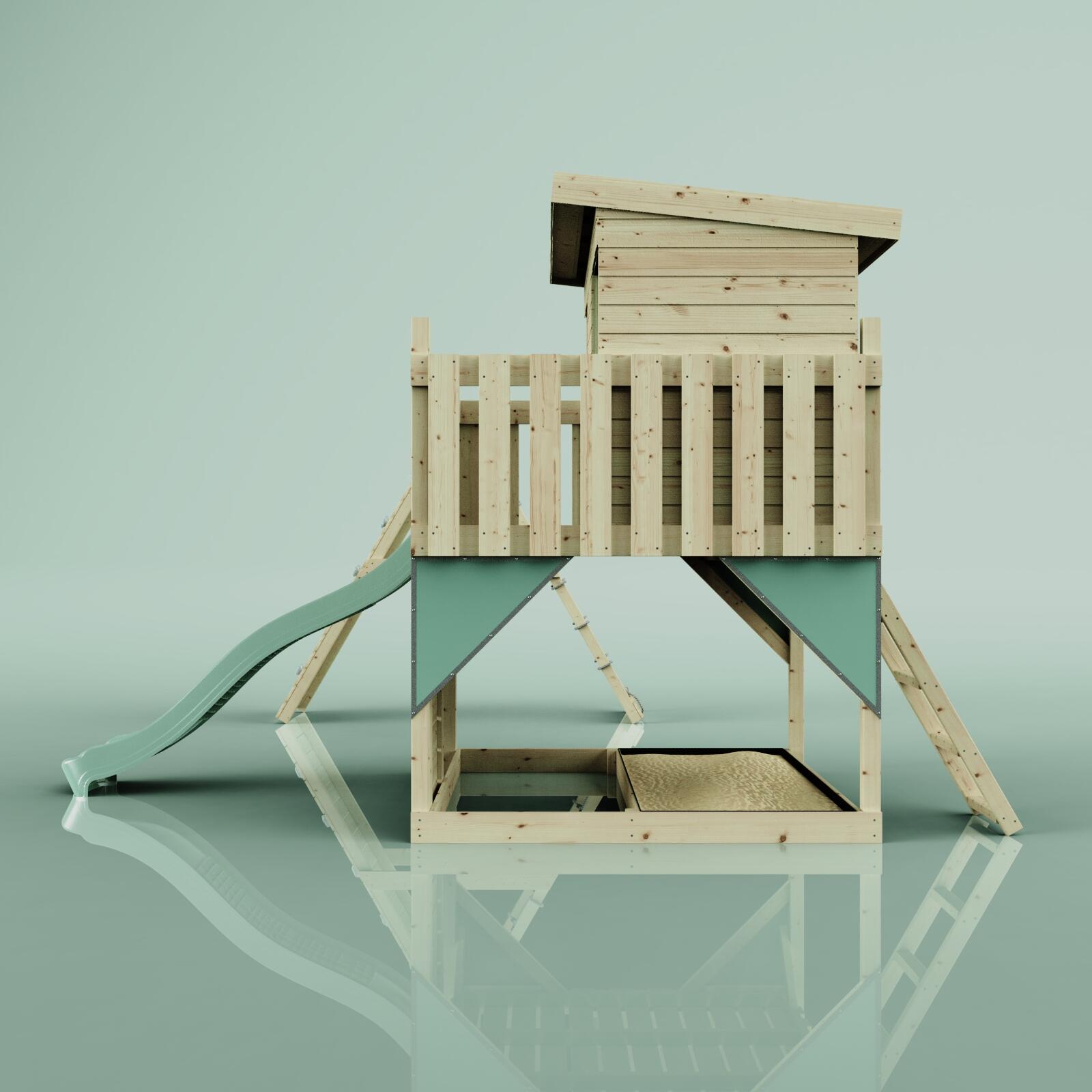 Spielturm Aksel mit Trapezstange in Mintgrün - 415 × 469 × 261 cm 3/6