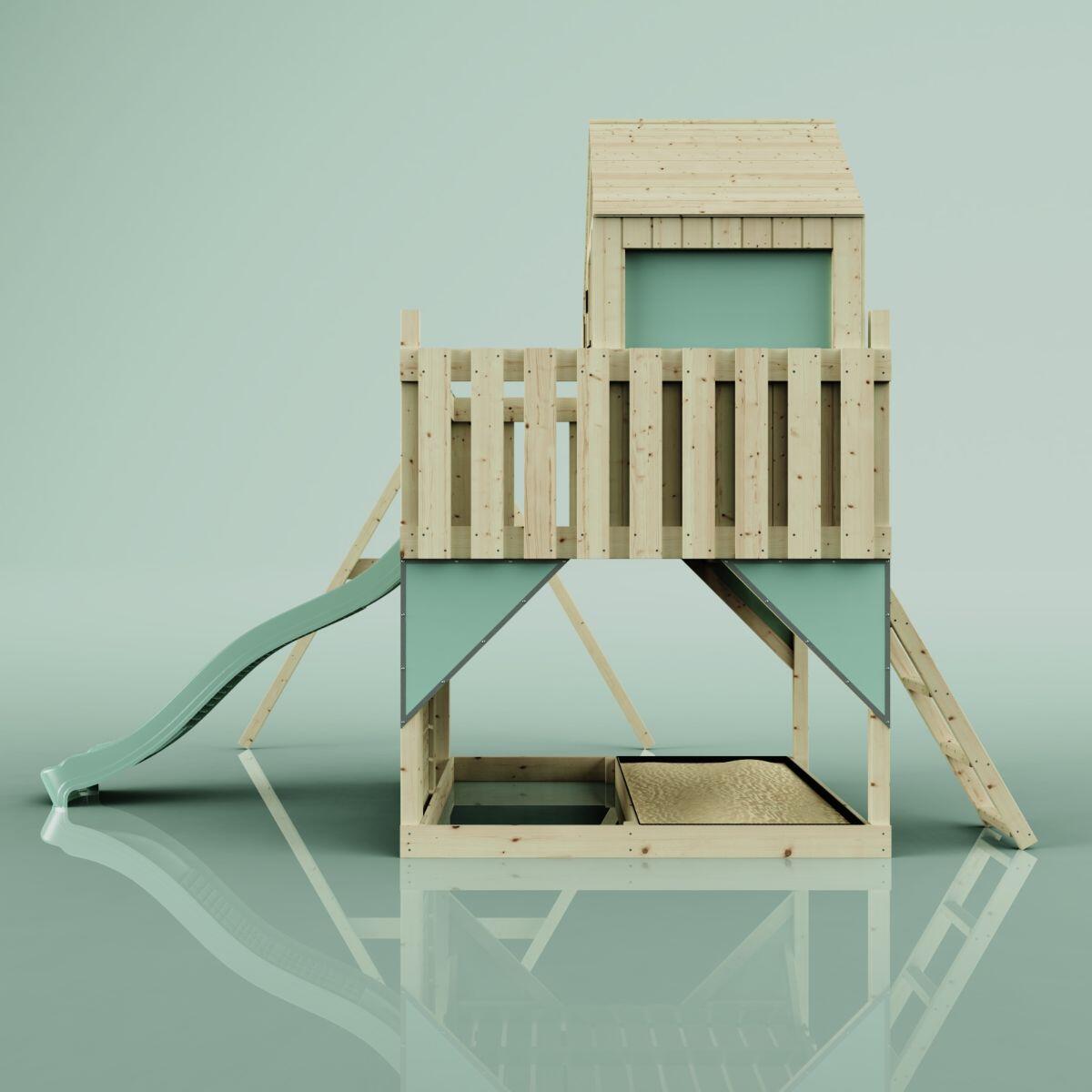Spielturm Madita mit Kinderschaukel in Mintgrün - 414 × 308 × 291 cm 3/6