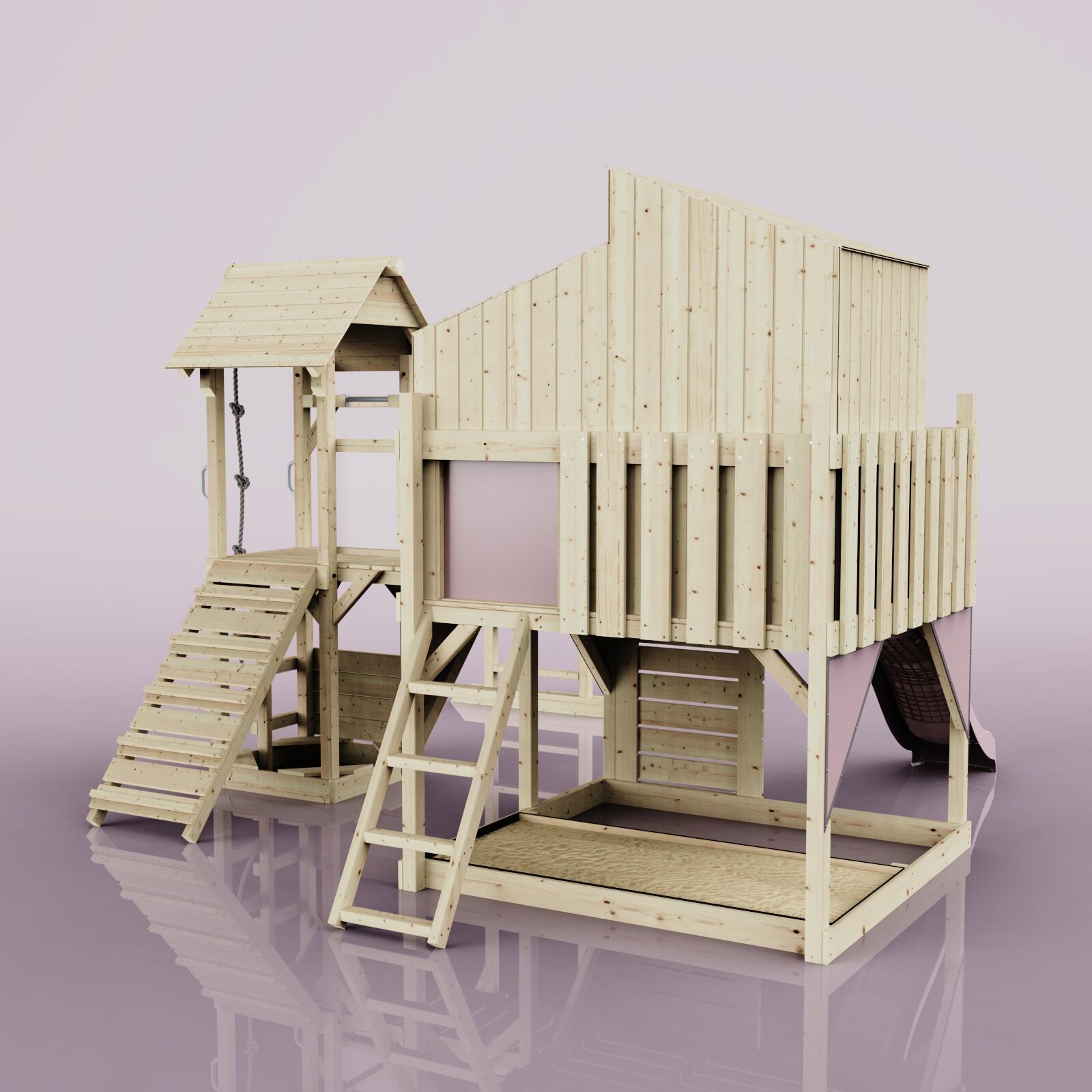 Spielturm Ludvig in Altrosa - 406 × 444 × 291 cm 3/5