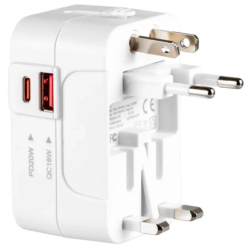 Адаптер за пътуване Vayox VA0408 преходник UK/US/EU/AU 20W USB-C