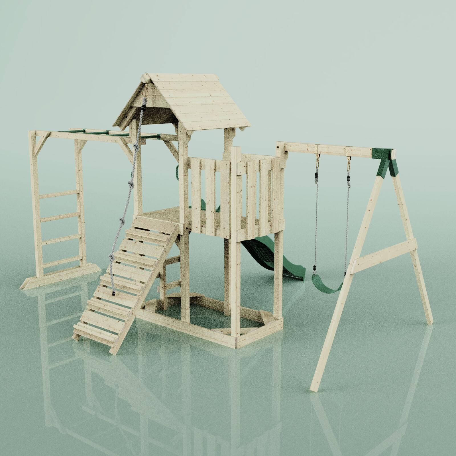 Spielturm Strömsund in Dunkelgrün - 358 × 472 × 275 cm 5/6
