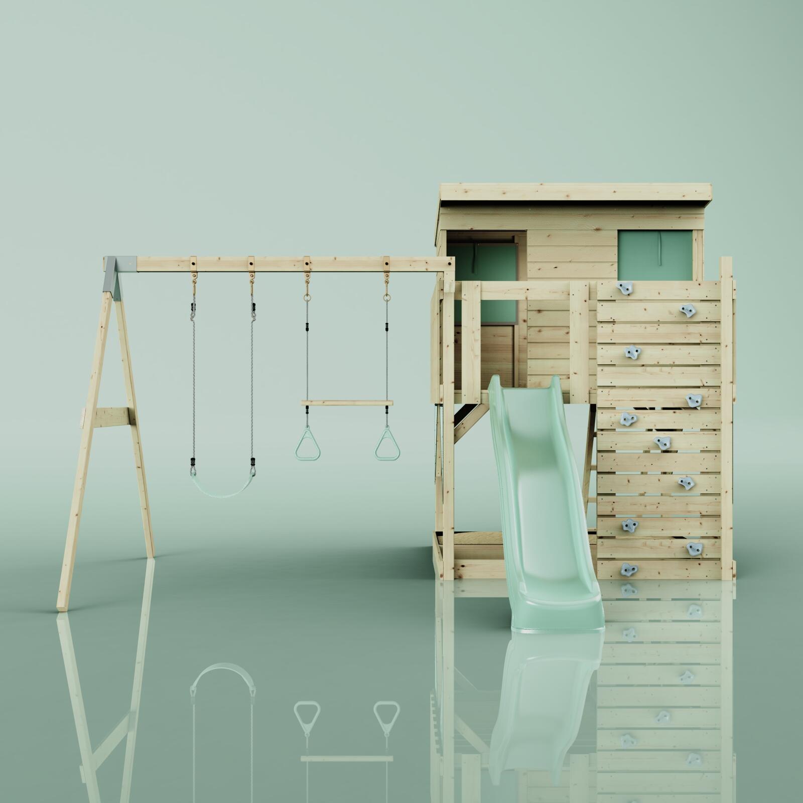 Spielturm Nils mit Trapezstange in Mintgrün - 415 × 396 × 260 cm 2/6