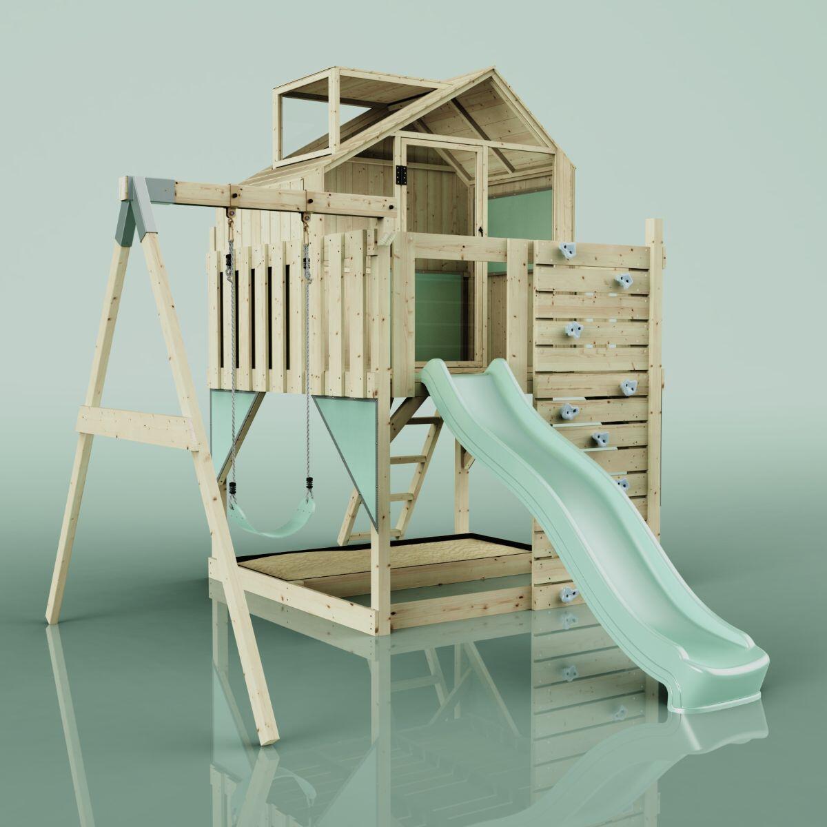 Spielturm Madita mit Kinderschaukel in Mintgrün - 414 × 308 × 291 cm 6/6