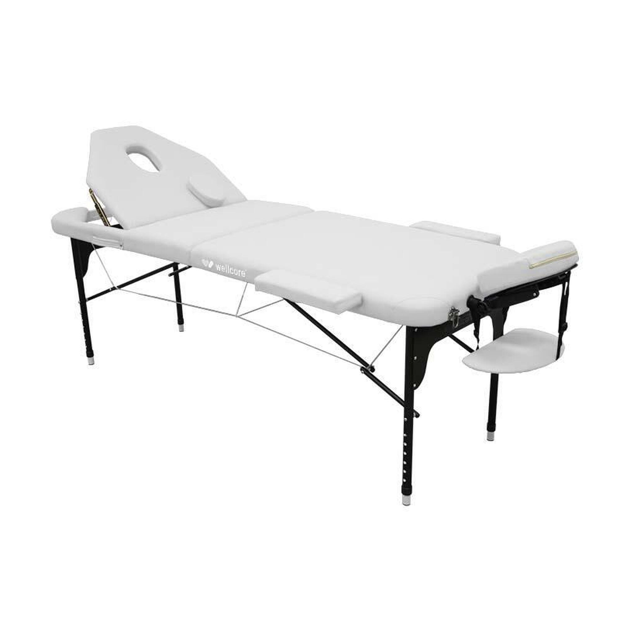 Wellcore - Wellcore 185 X 65 Cm Brancard Pliable En Aluminium Avec Dossier Rabattable - Table De Massage - Blanc - No Size - Decathlon