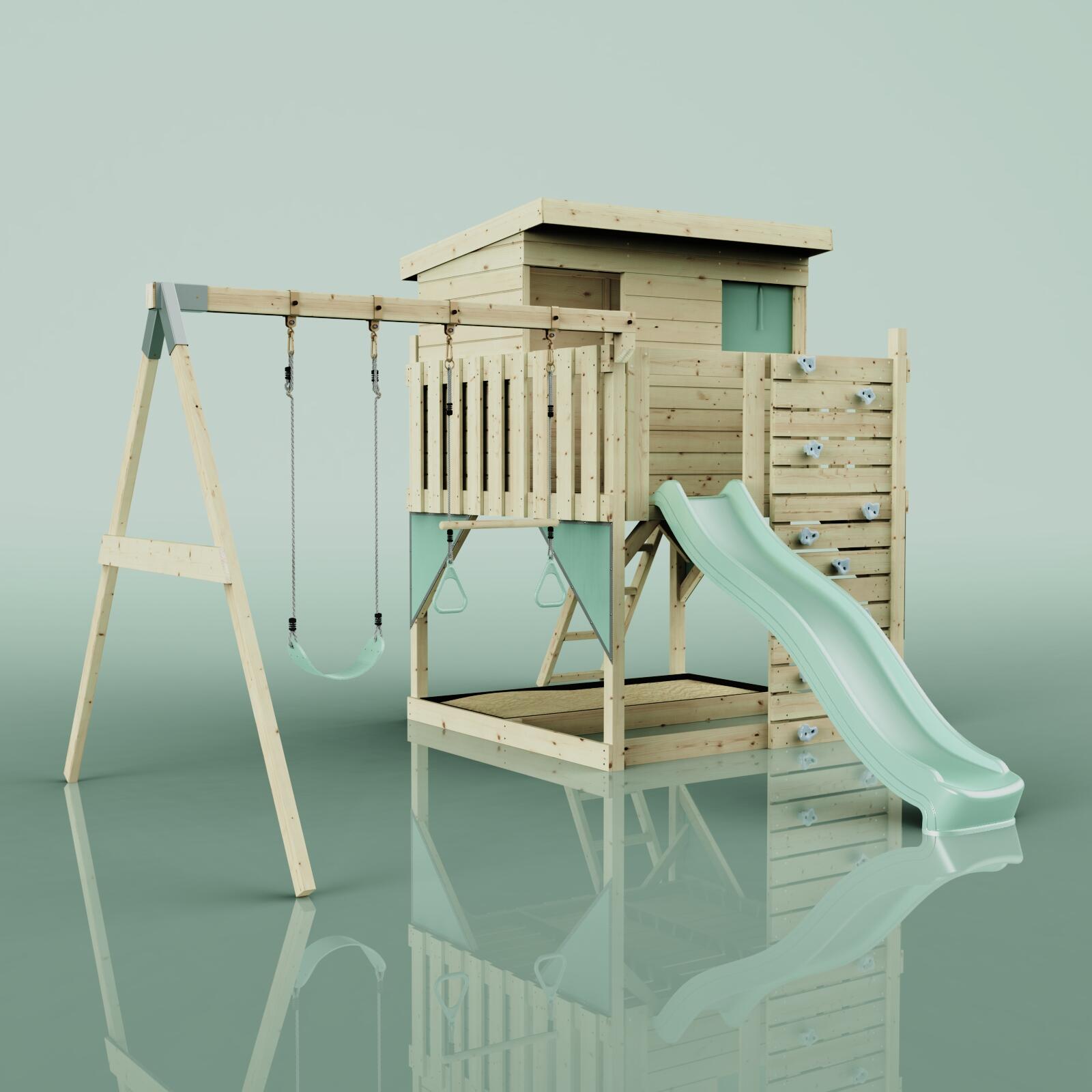 Spielturm Nils mit Trapezstange in Mintgrün - 415 × 396 × 260 cm 6/6