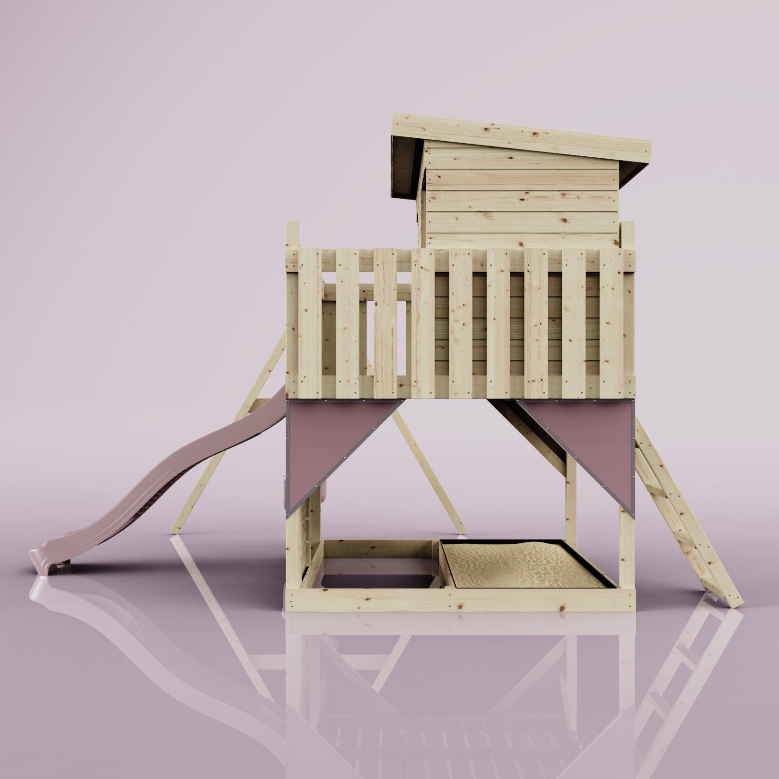 Spielturm Tjorven mit Babyschaukel in Altrosa - 415 × 306 × 260 cm 3/7