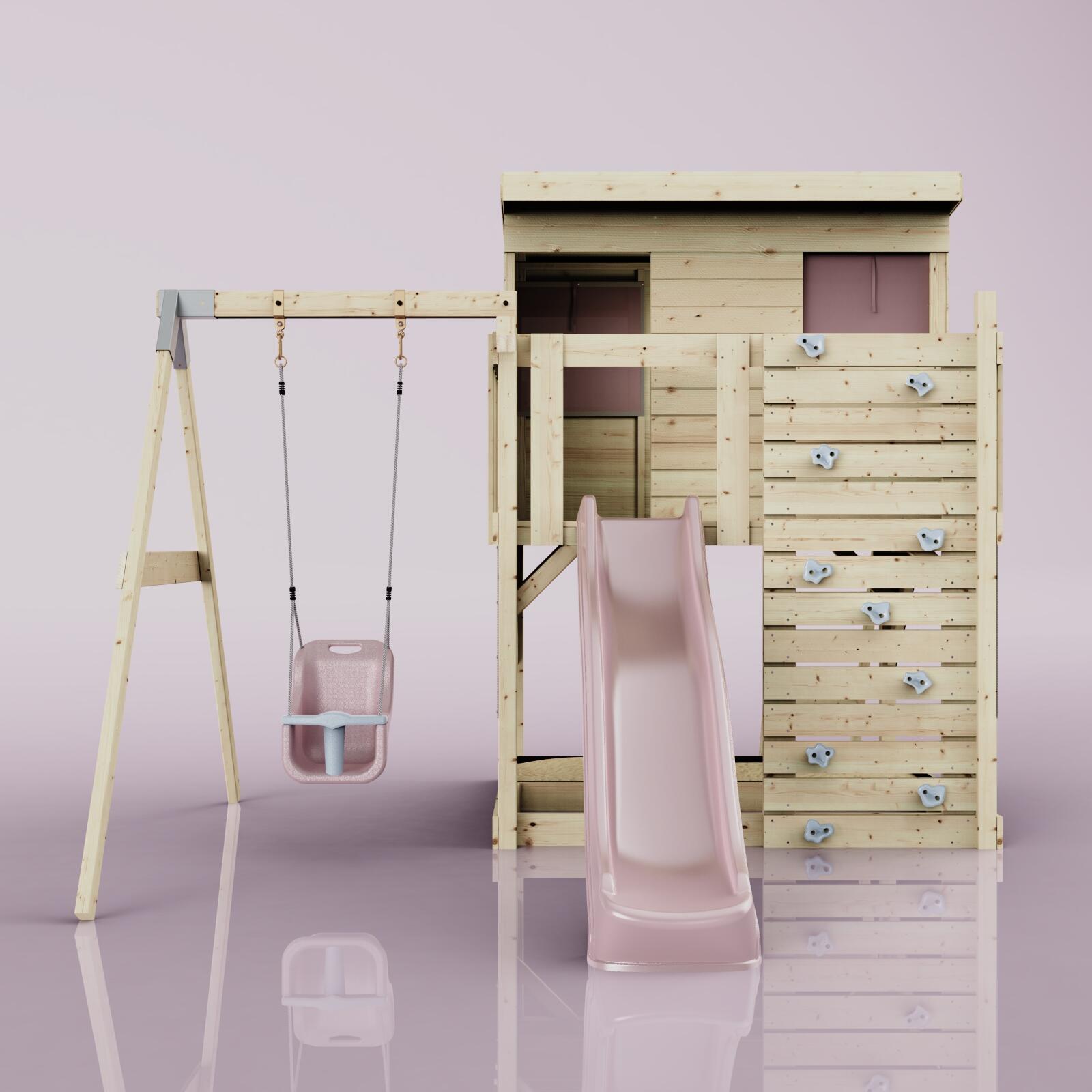 Spielturm Tjorven mit Babyschaukel in Altrosa - 415 × 306 × 260 cm 2/7