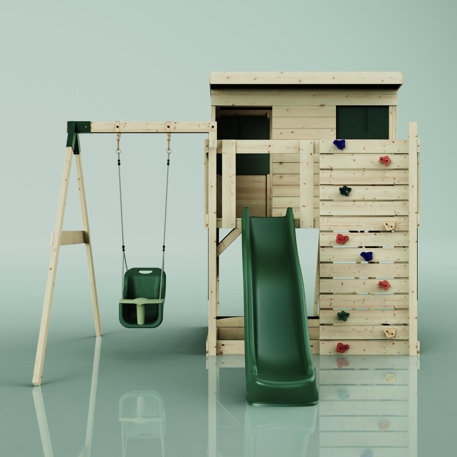 Spielturm Tjorven mit Babyschaukel in Dunkelgrün - 415 × 306 × 260 cm 2/6