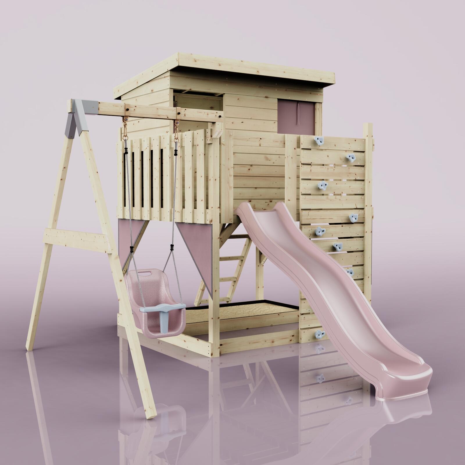 Spielturm Tjorven mit Babyschaukel in Altrosa - 415 × 306 × 260 cm 6/7