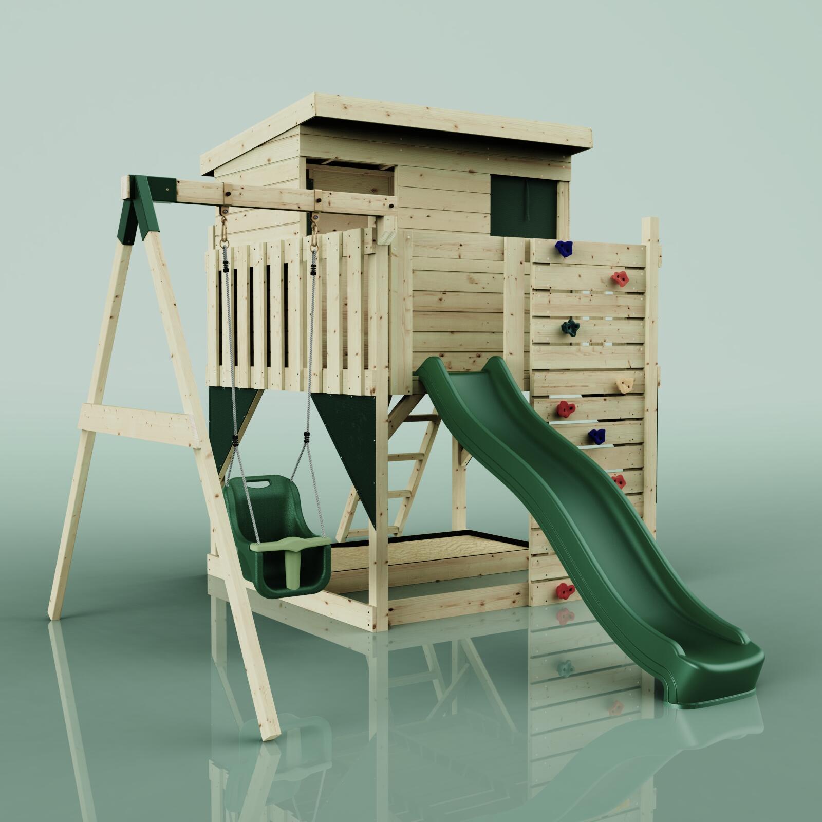 Spielturm Tjorven mit Babyschaukel in Dunkelgrün - 415 × 306 × 260 cm 6/6