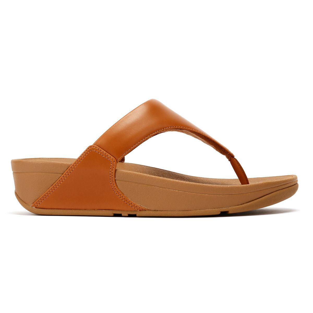 FitFlop Lulu Lederen Teenslipper  LICHTBRUIN 42 5/7