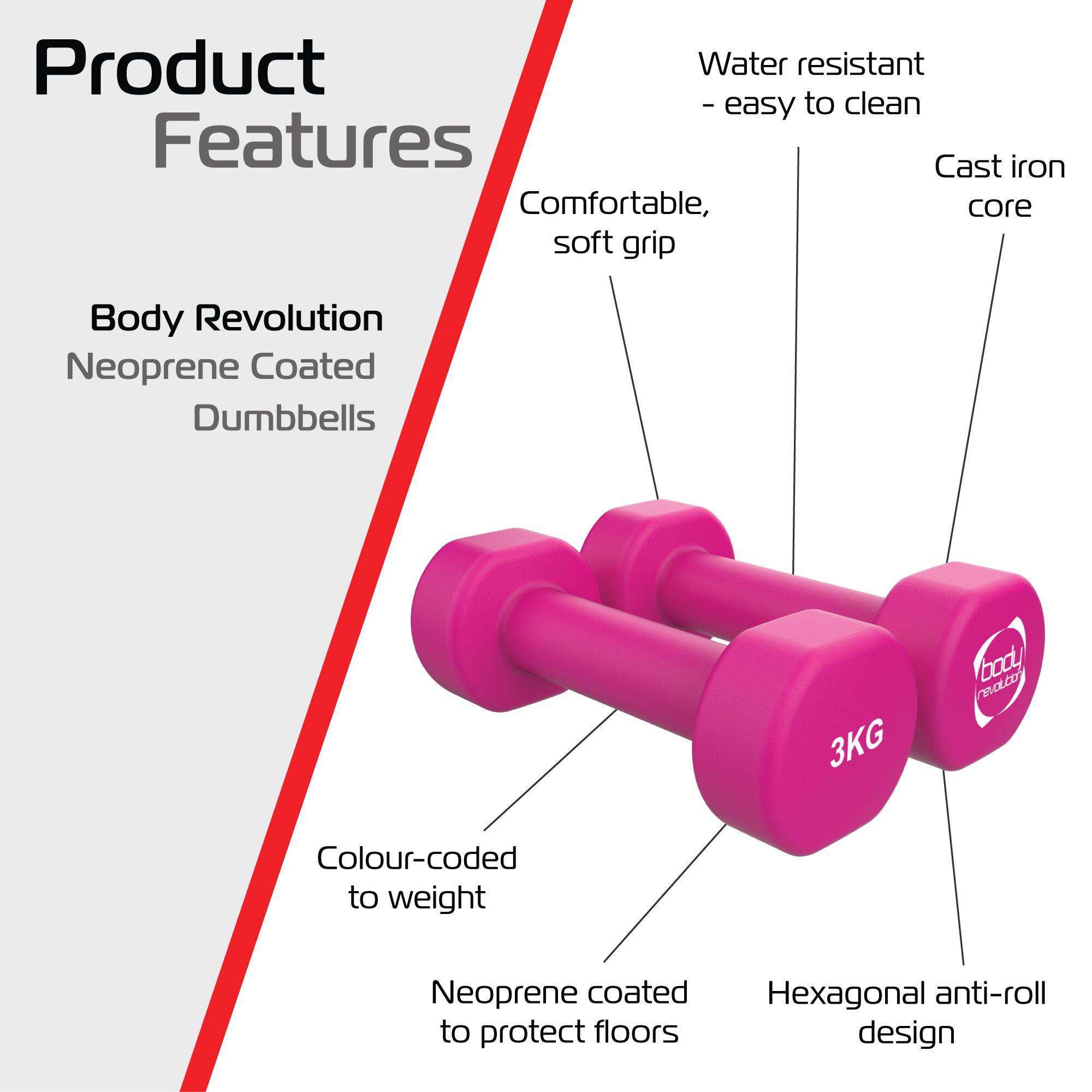 Body Revolution 2 x 3 kg Neopren-Hanteln 2/6