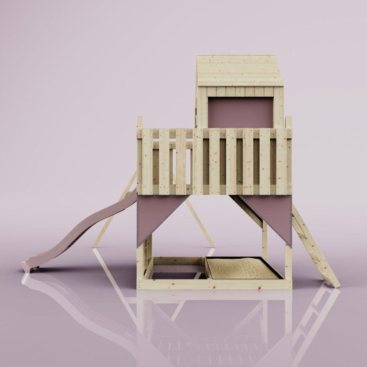 Spielturm Lasse mit Kinderschaukel in Altrosa - 414 × 399 × 292 cm 3/6