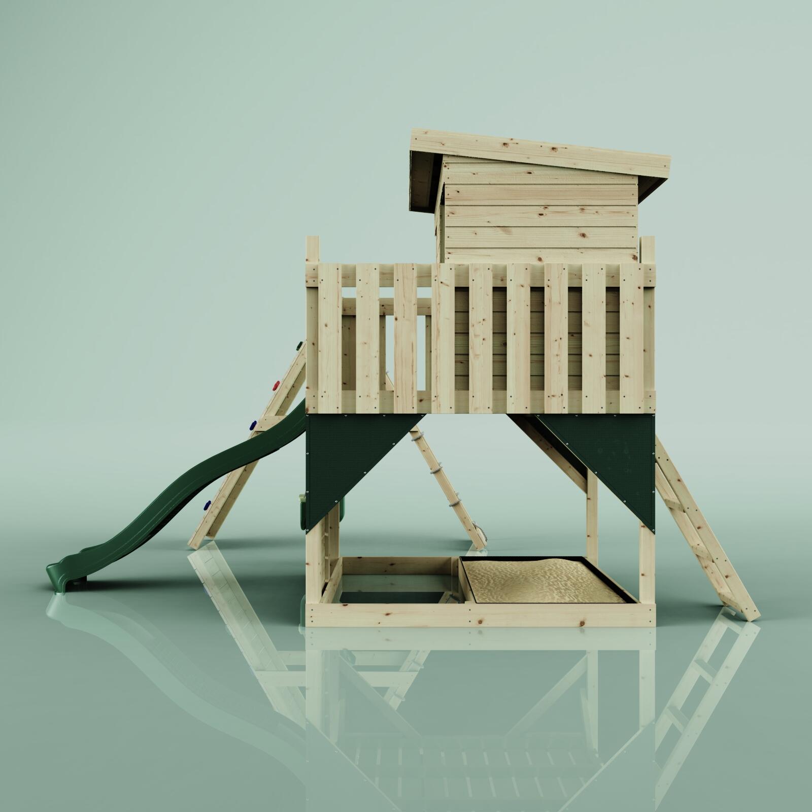 Spielturm Emil mit Babyschaukel in Dunkelgrün - 415 × 396 × 260 cm 3/6