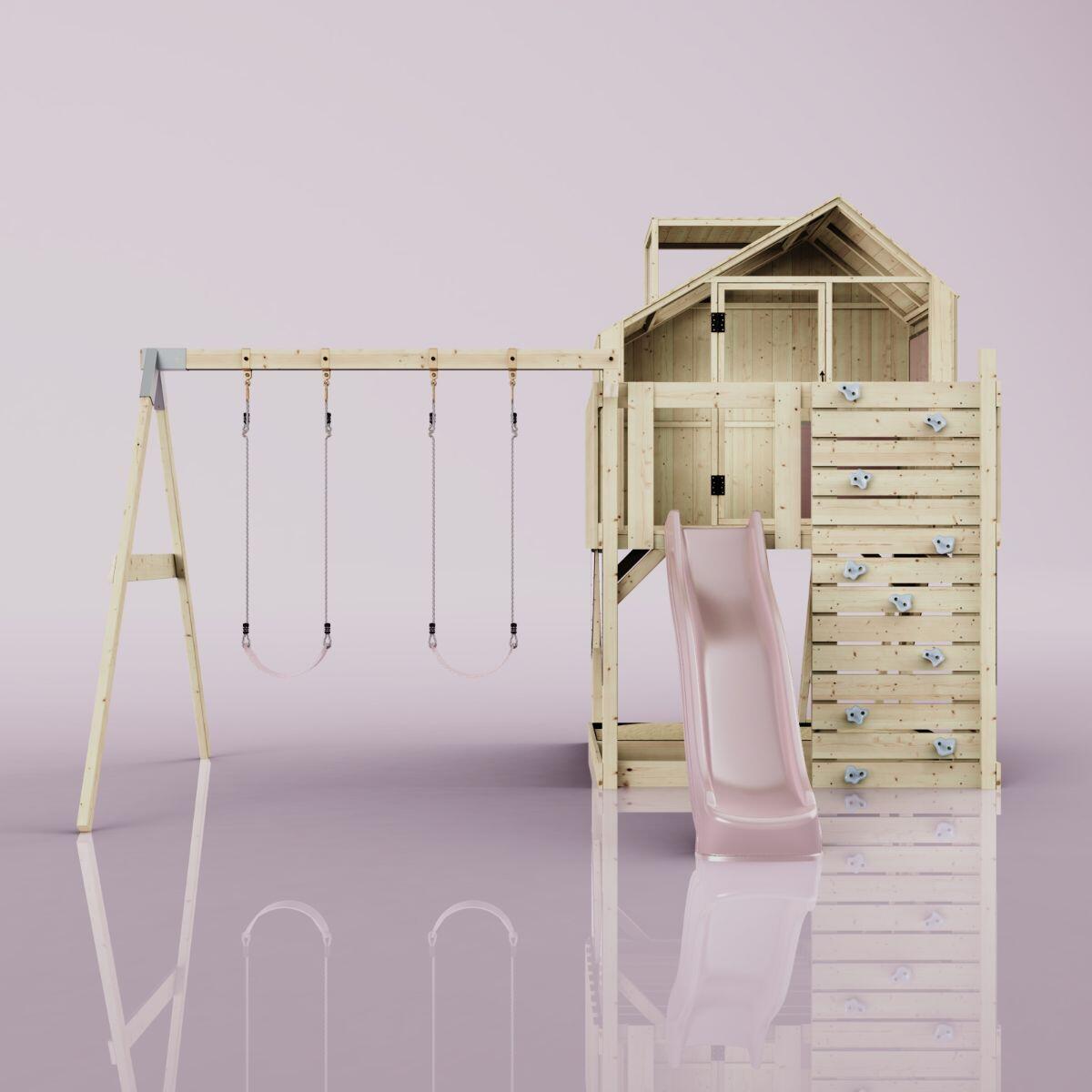 Spielturm Lasse mit Kinderschaukel in Altrosa - 414 × 399 × 292 cm 2/6