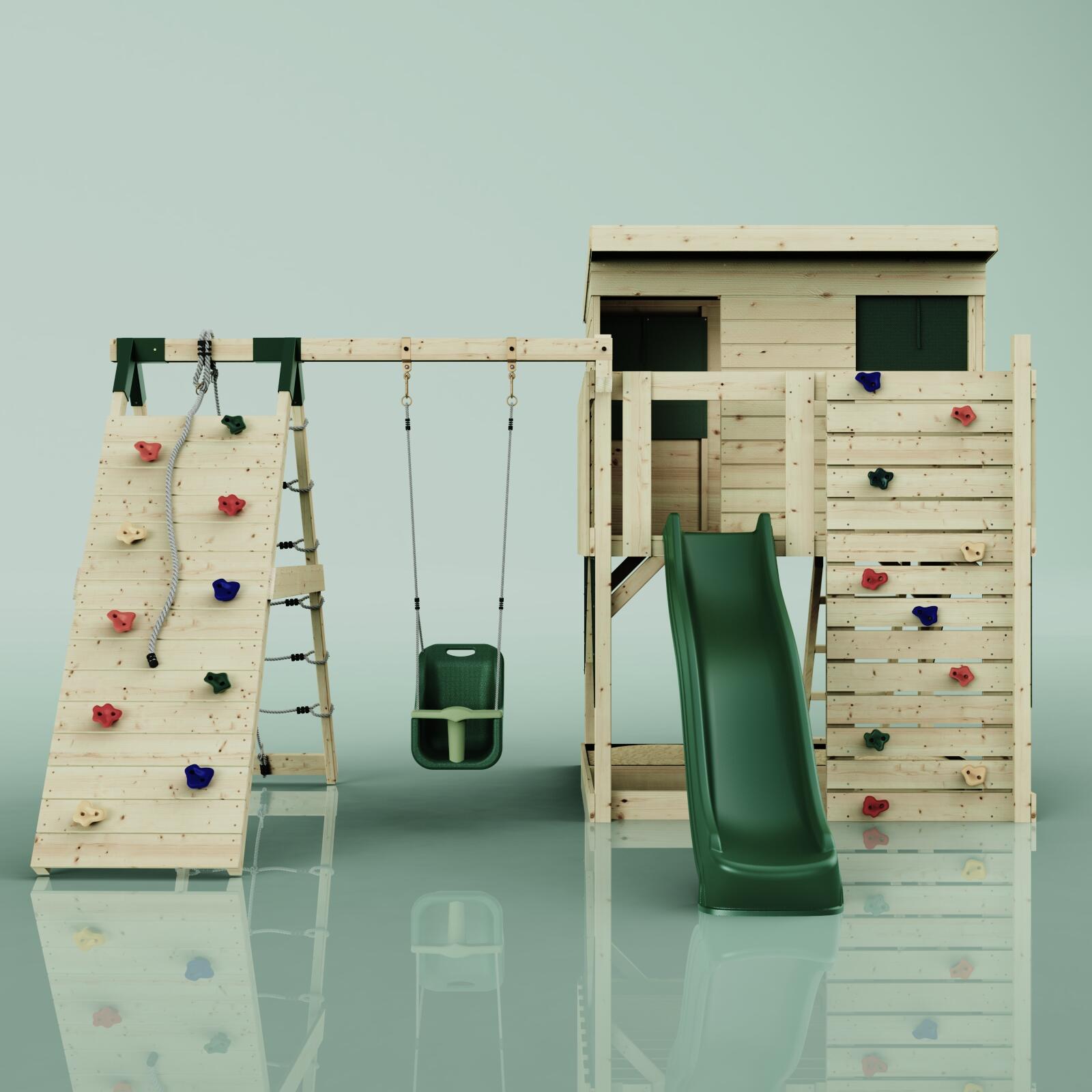 Spielturm Emil mit Babyschaukel in Dunkelgrün - 415 × 396 × 260 cm 2/6