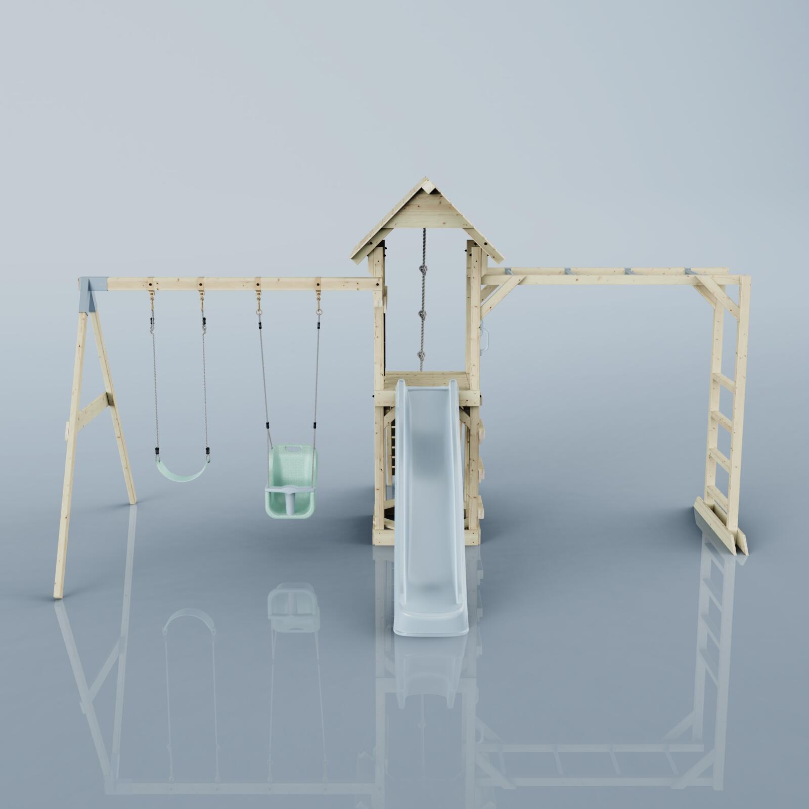 Spielturm Örebro mit Babyschaukel in Eisblau - 358 × 491 × 275 cm 2/6