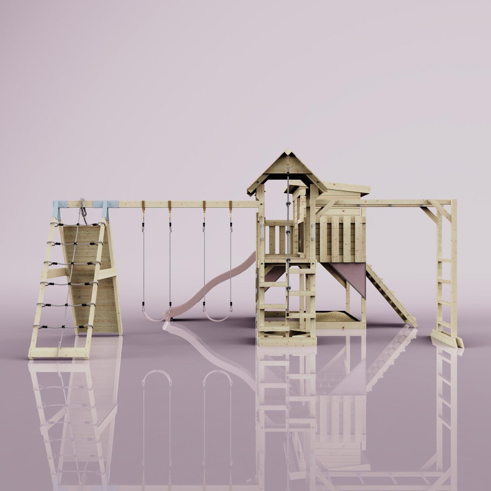 Spielturm Malin mit Kinderschaukel in Altrosa - 503 × 562 × 274 cm 2/5