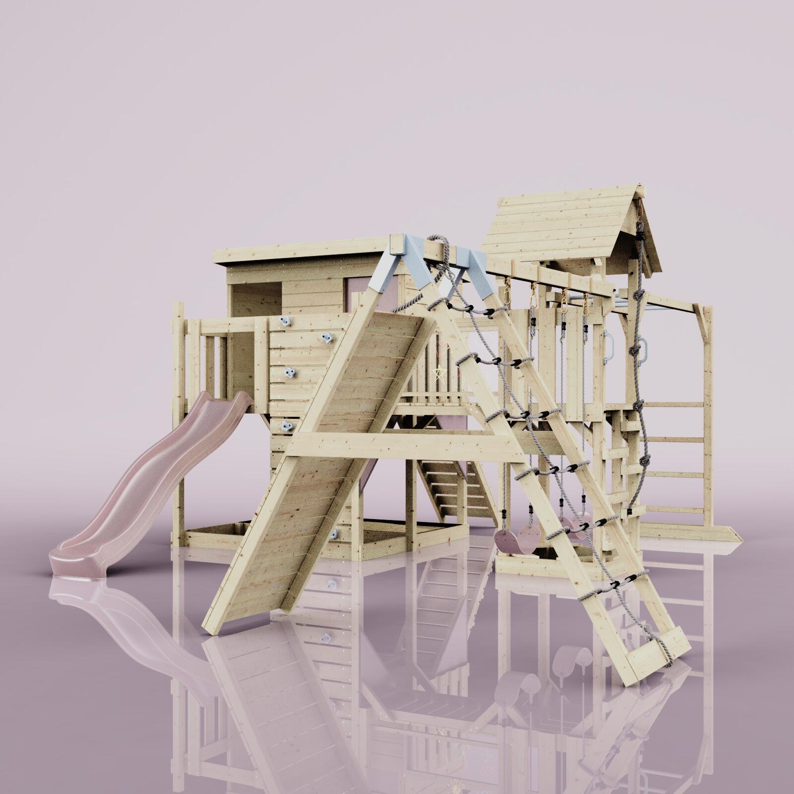 Spielturm Malin mit Kinderschaukel in Altrosa - 503 × 562 × 274 cm 5/5