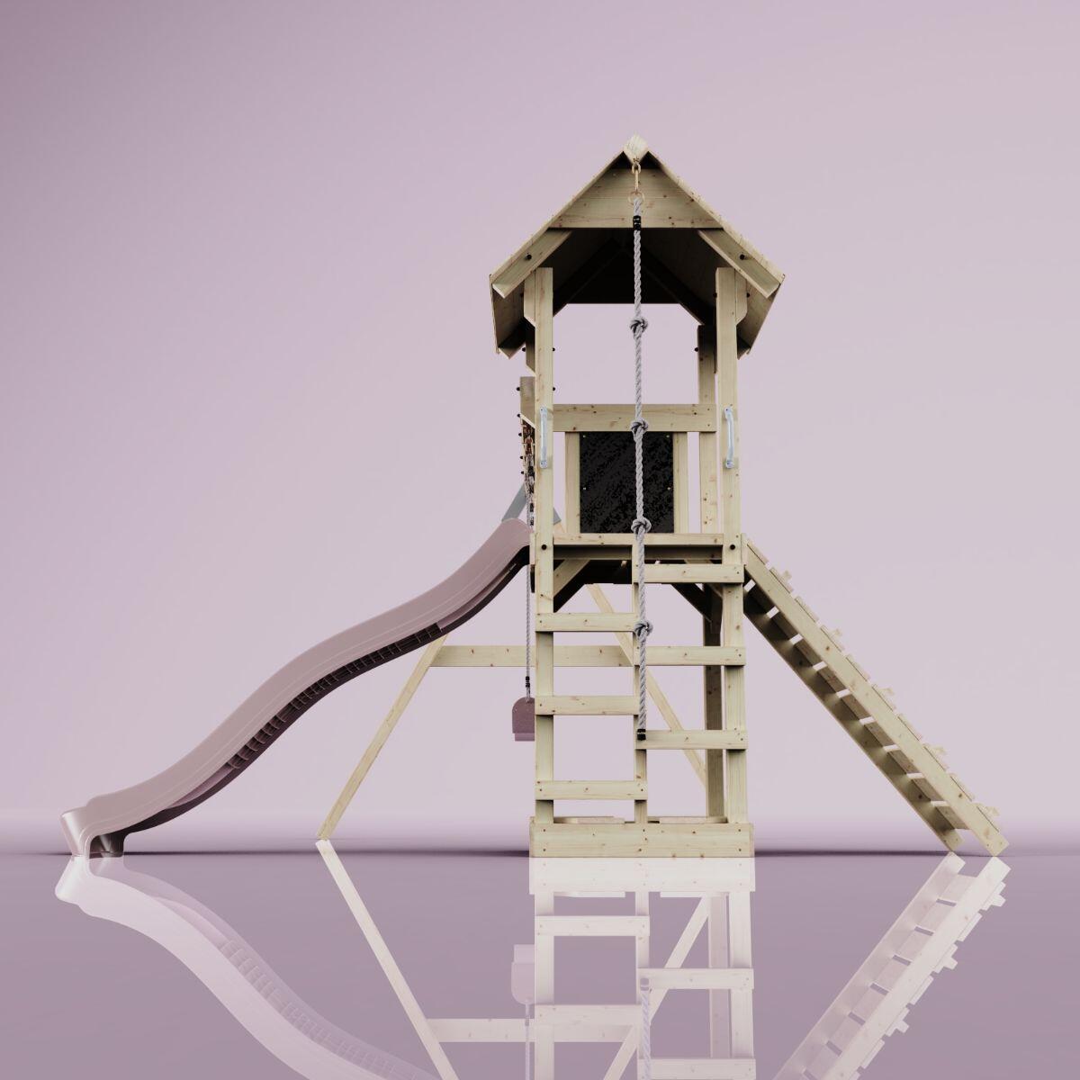 Spielturm Vimmerby mit Kinderschaukel in Altrosa - 357 × 305 × 273 cm 3/6
