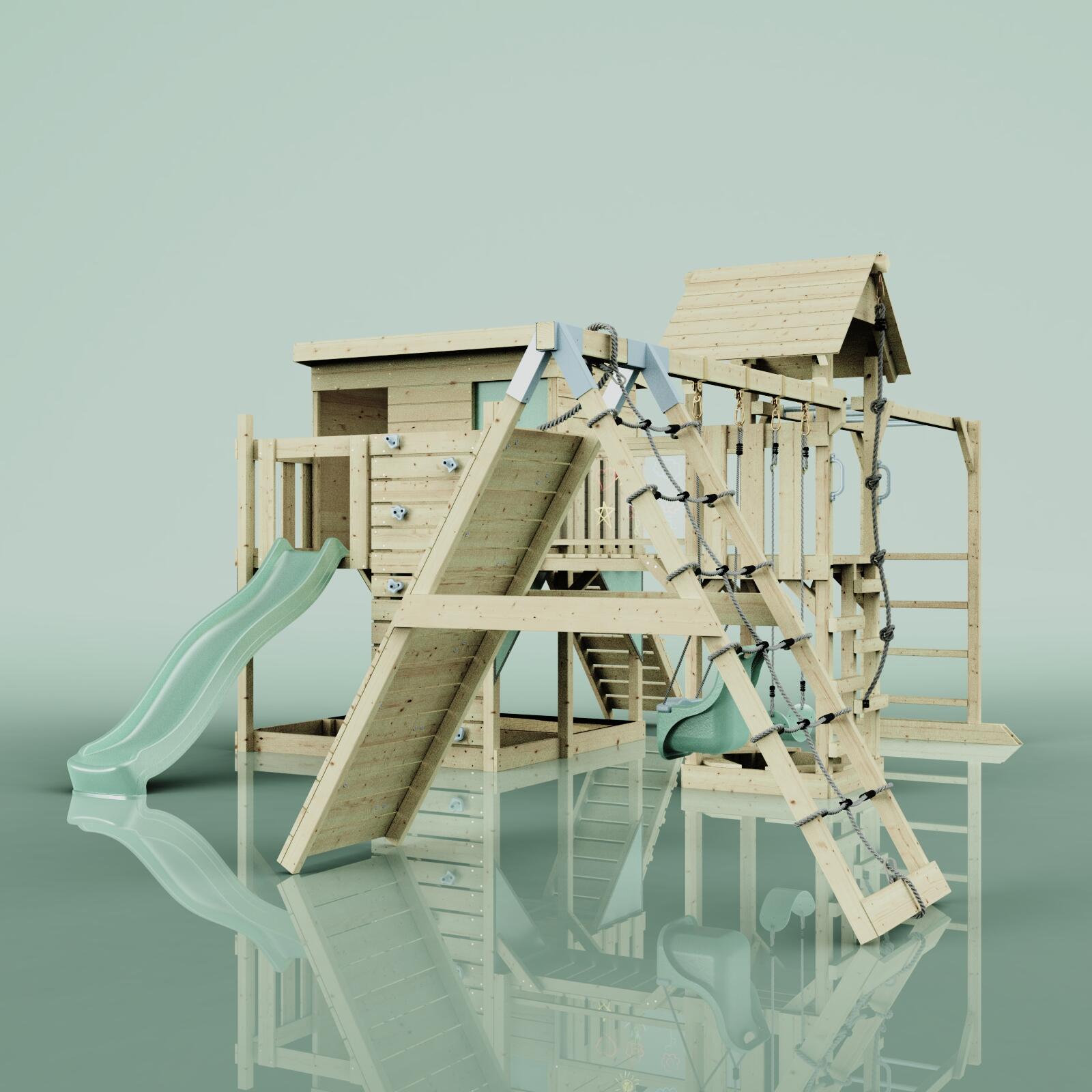 Spielturm Malin mit Babyschaukel in Mintgrün - 503 × 562 × 274 cm 5/5