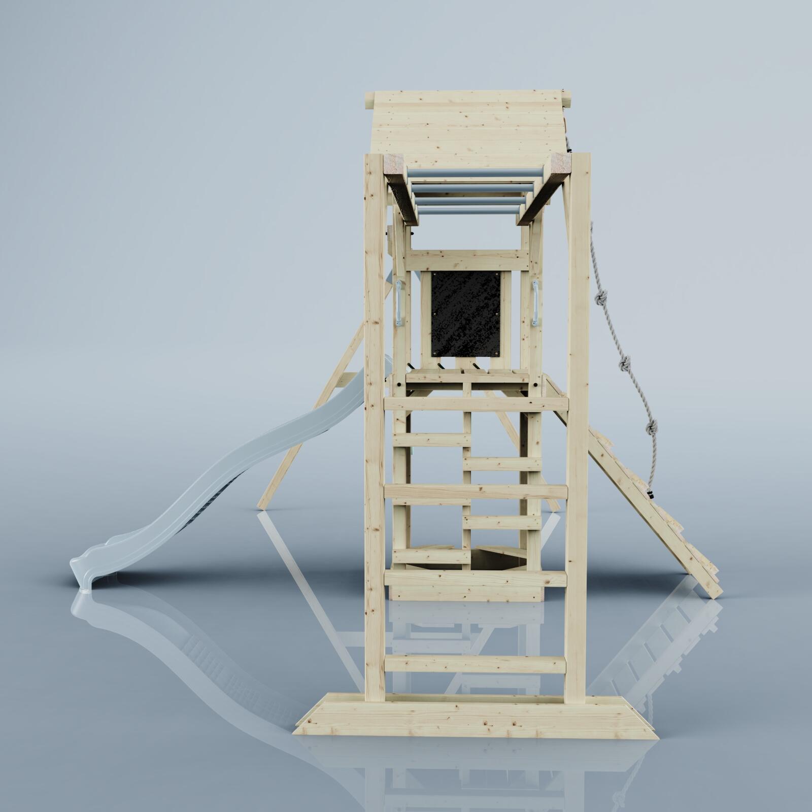 Spielturm Örebro mit Trapezstange in Eisblau - 358 × 491 × 275 cm 3/6