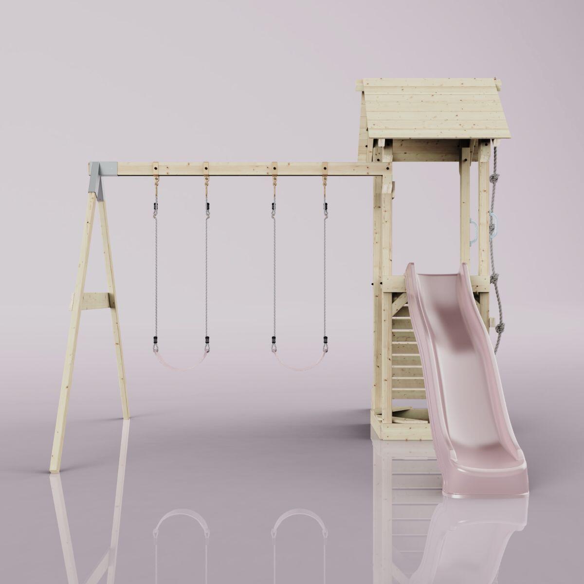Spielturm Vimmerby mit Kinderschaukel in Altrosa - 357 × 305 × 273 cm 2/6