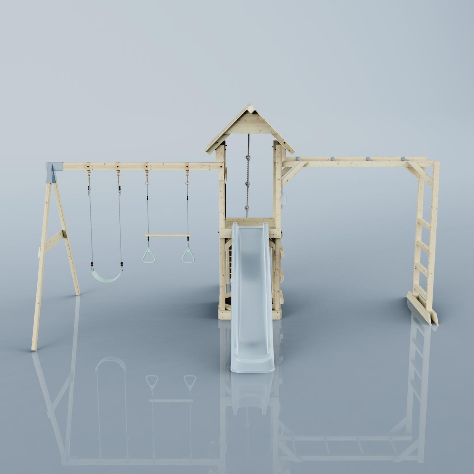 Spielturm Örebro mit Trapezstange in Eisblau - 358 × 491 × 275 cm 2/6