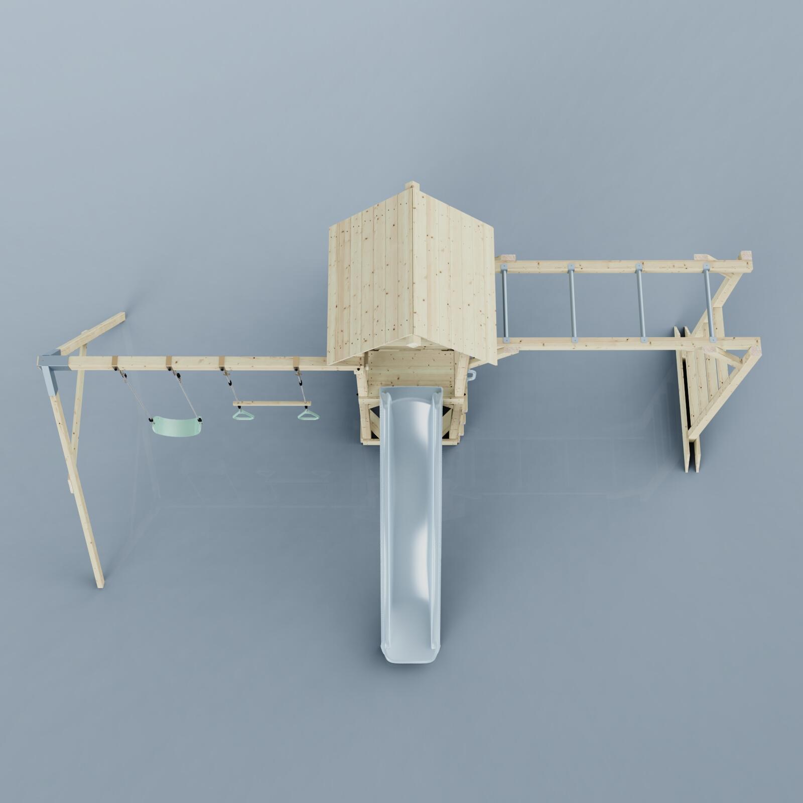 Spielturm Örebro mit Trapezstange in Eisblau - 358 × 491 × 275 cm 6/6