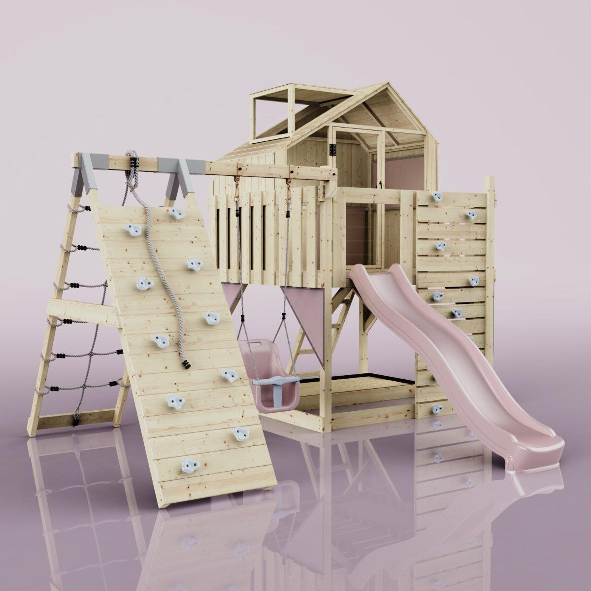 Spielturm Anika mit Babyschaukel in Altrosa - 415 × 399 × 291 cm 6/6
