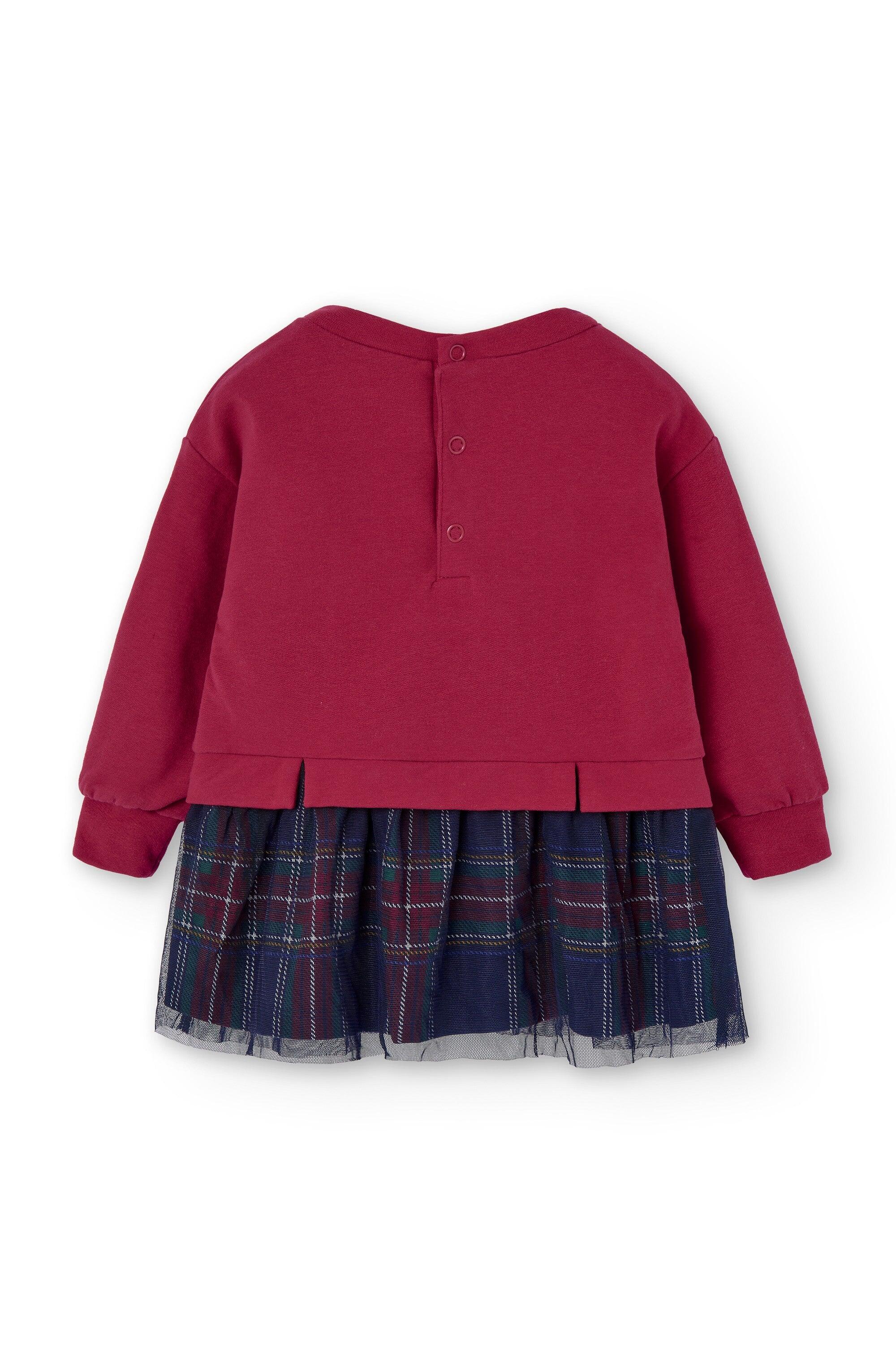 Vestido vermelho de mangas compridas para bebê 2/5