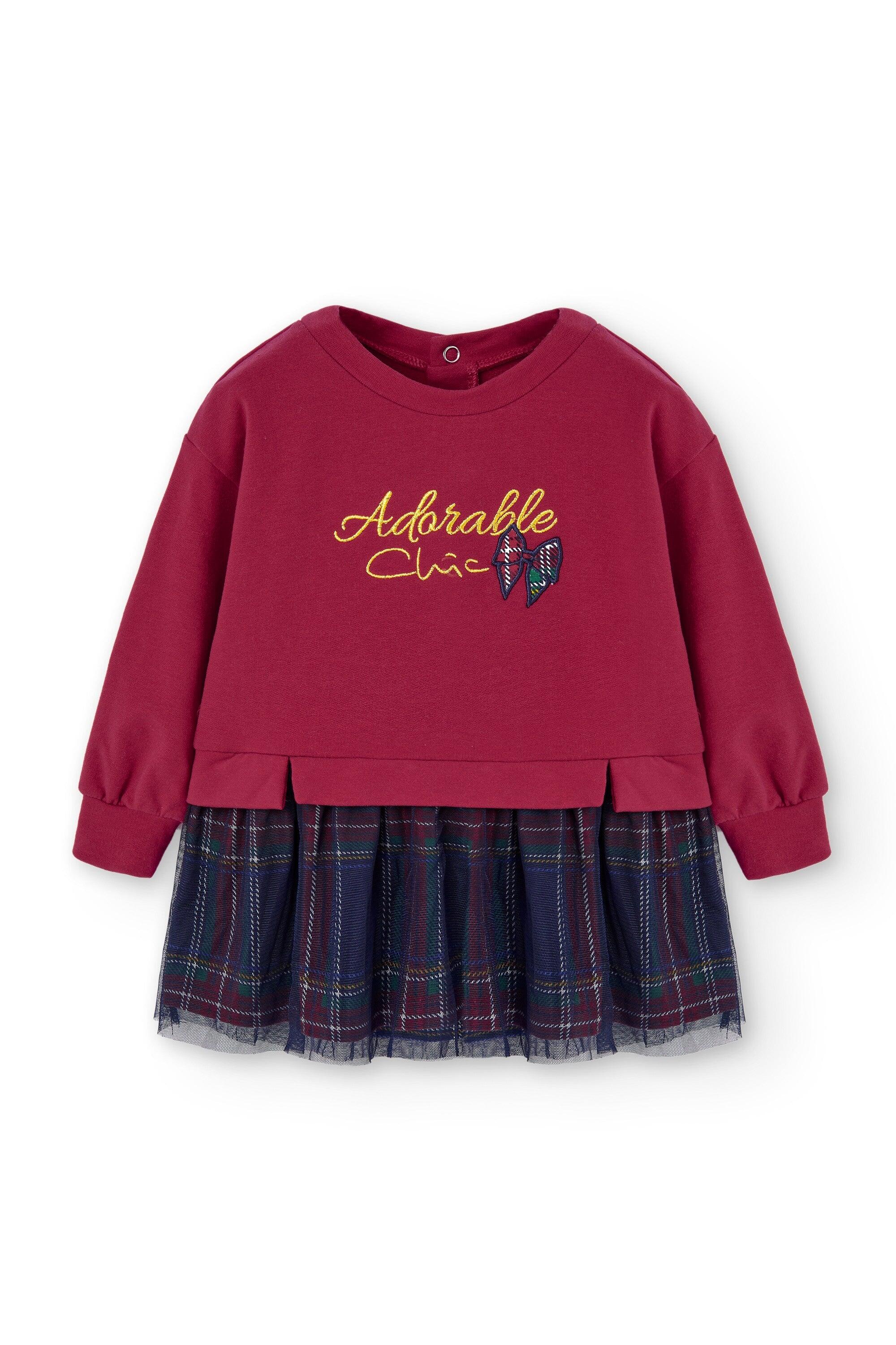 Vestido vermelho de mangas compridas para bebê 4/5