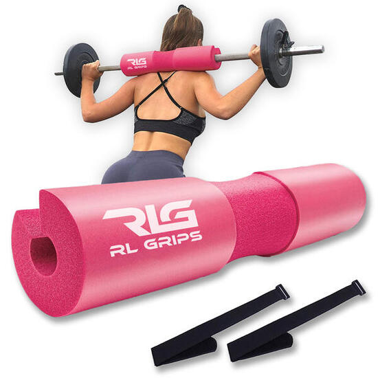 Squat pad per bilanciere in schiuma con 2 cinghie per squat e hip thrust Rosa