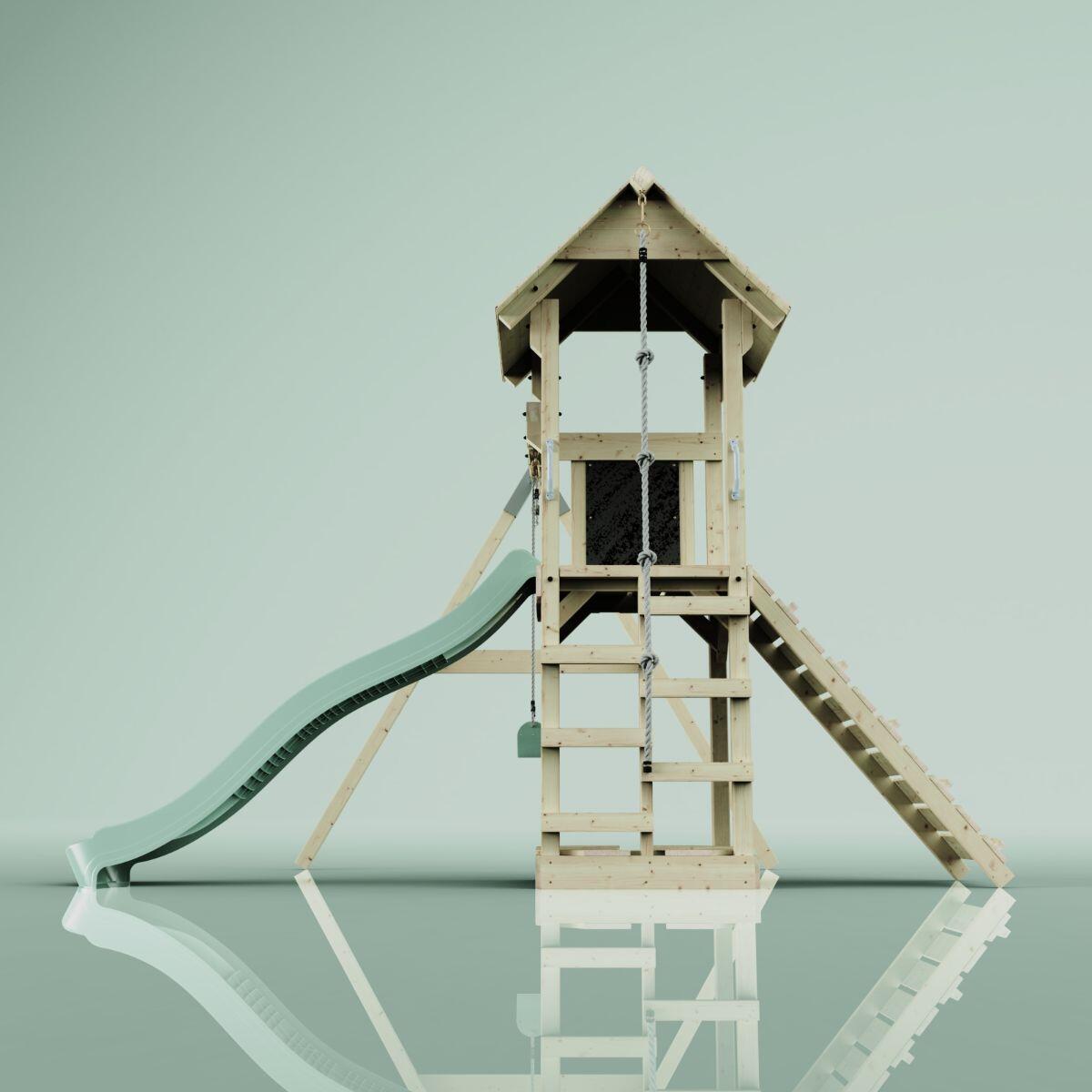 Spielturm Göteborg mit Kinderschaukel in Mintgrün - 357 × 202 × 273 cm 3/6