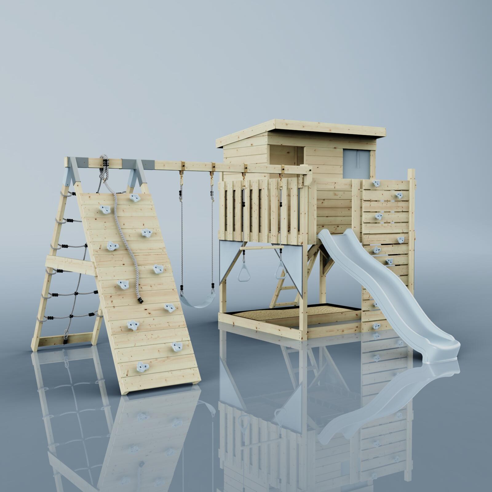 Spielturm Aksel mit Trapezstange in Eisblau - 415 × 469 × 261 cm 6/6