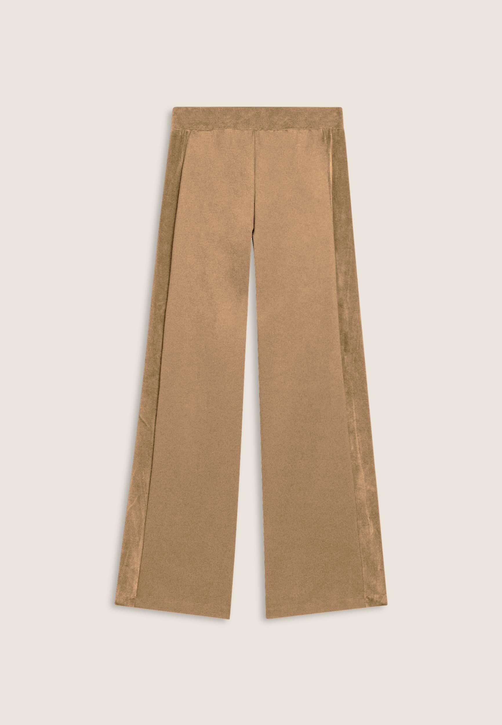 Pantaloni wide leg in viscosa con dettagli in ciniglia 2/3