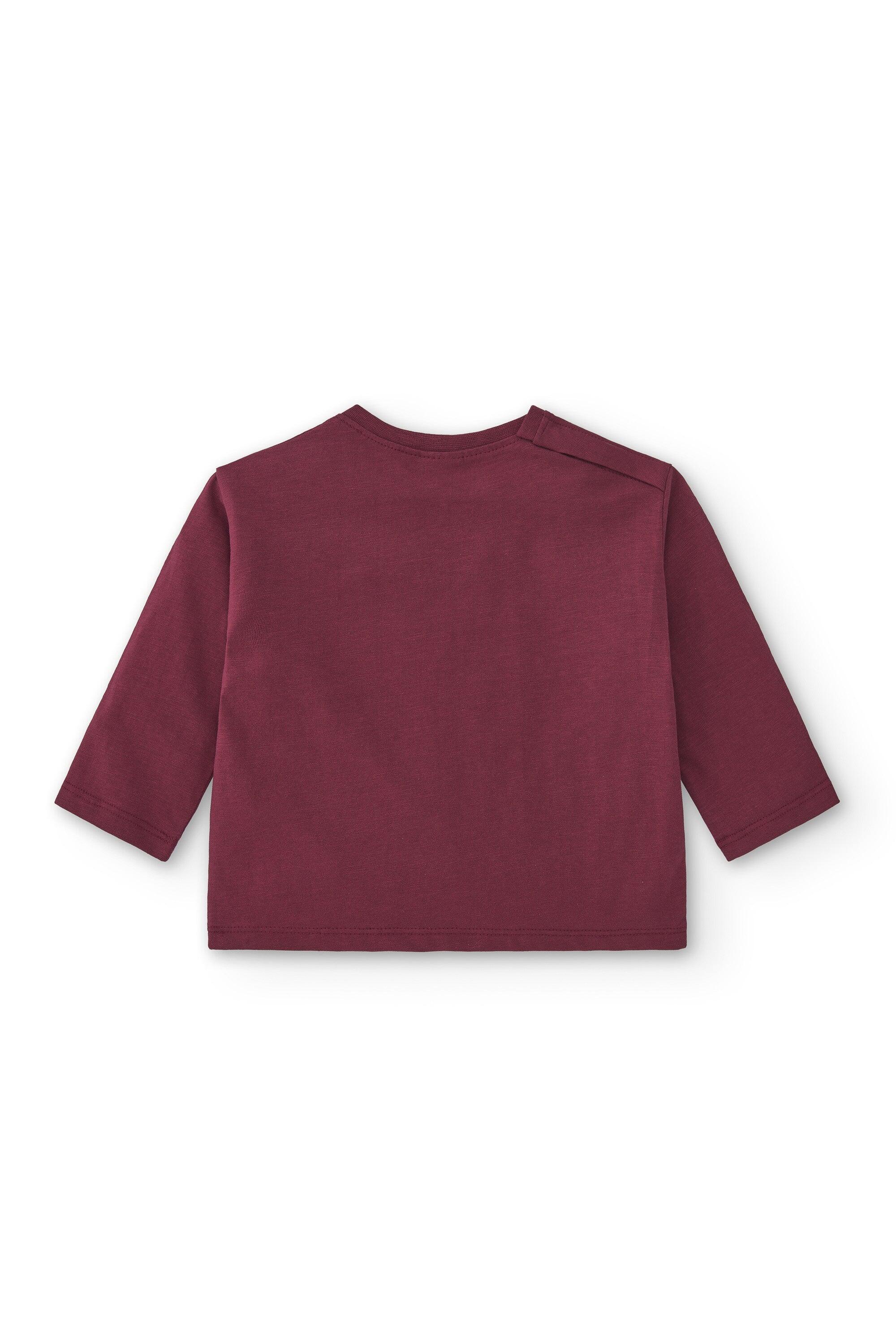 Camiseta manga larga de bebé básica en color burdeos smile 2/3