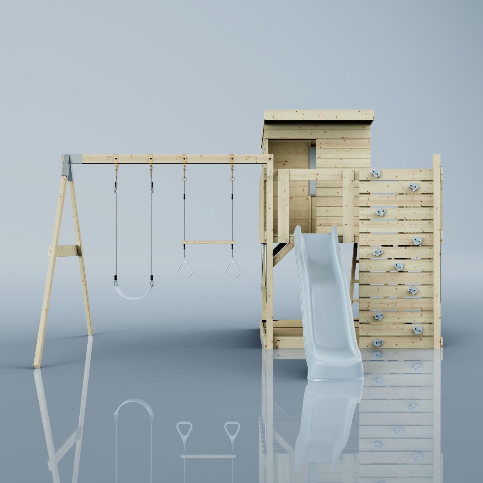 Spielturm Björn mit Trapezstange in Eisblau - 415 × 396 × 261 cm 2/7