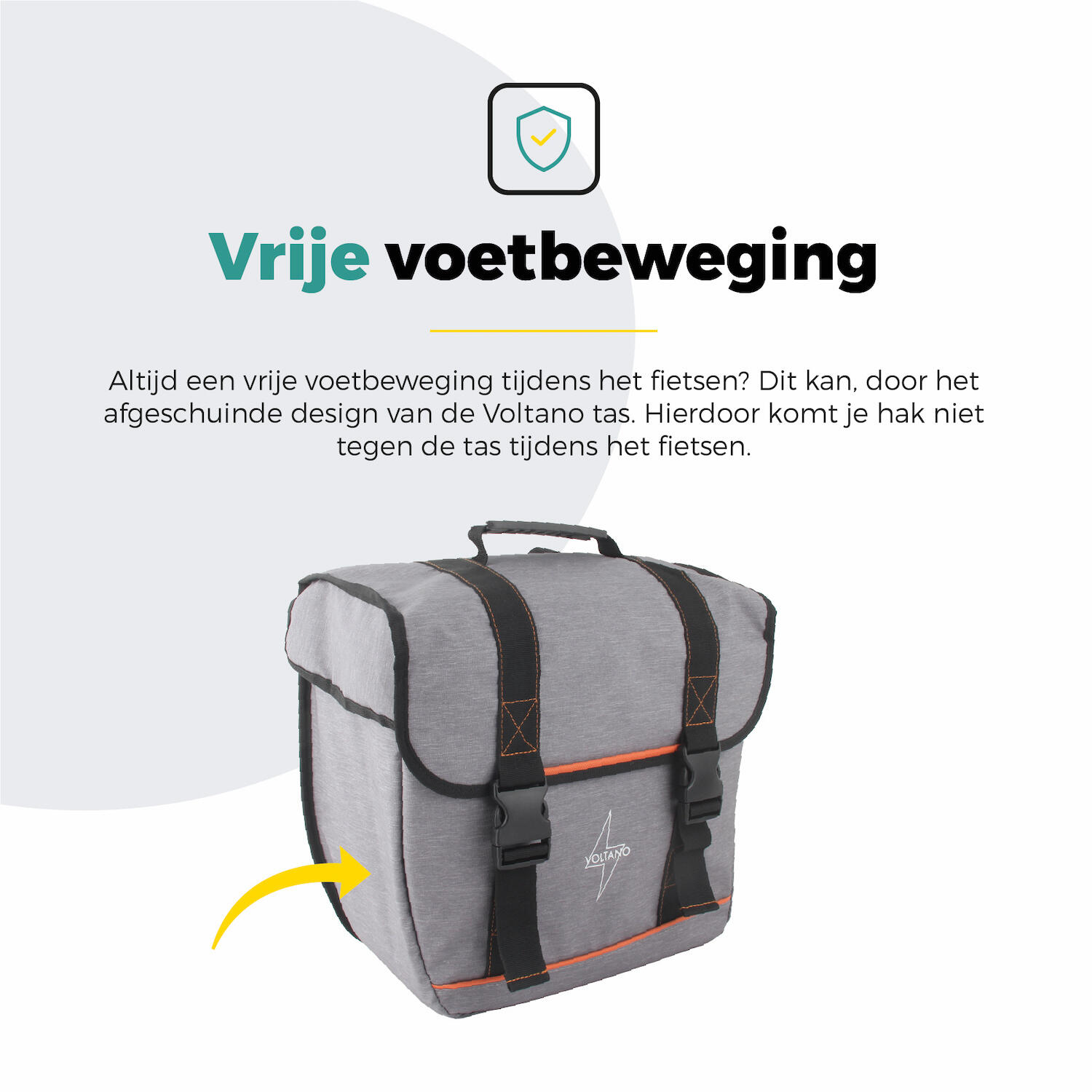 Voltano Enkele Fietstas Afgeschuind Links - Grijs - 22 Liter 3/7