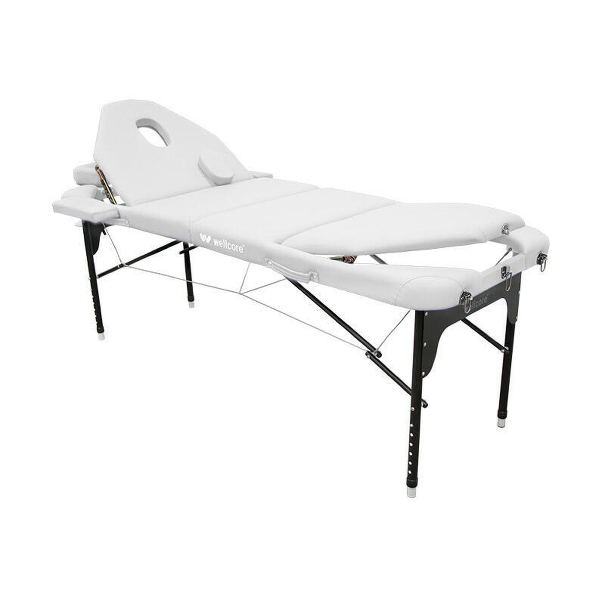 Wellcore - Wellcore Brancard Pliable En Aluminium 185 X 65 Cm Avec Dossier Double - Table De Massage - Blanc - No Size - Decathlon