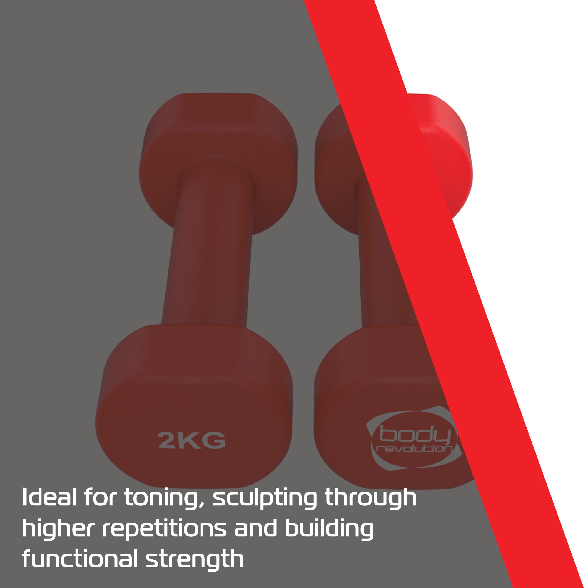Body Revolution 2 x 2kg Neopreen Dumbbells 5/6