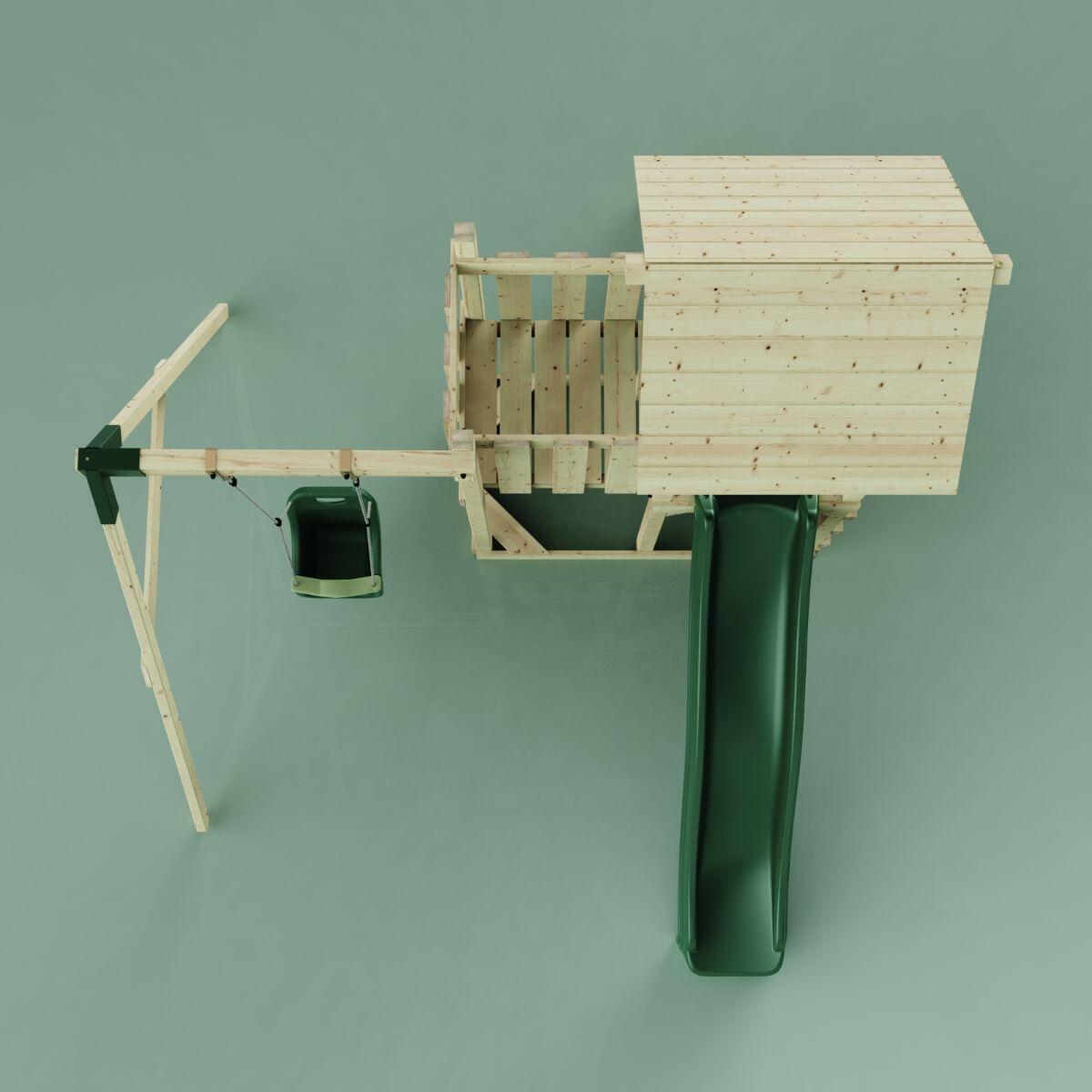 Spielturm Bergen mit Babyschaukel in Dunkelgrün - 357 × 271 × 273 cm 6/6