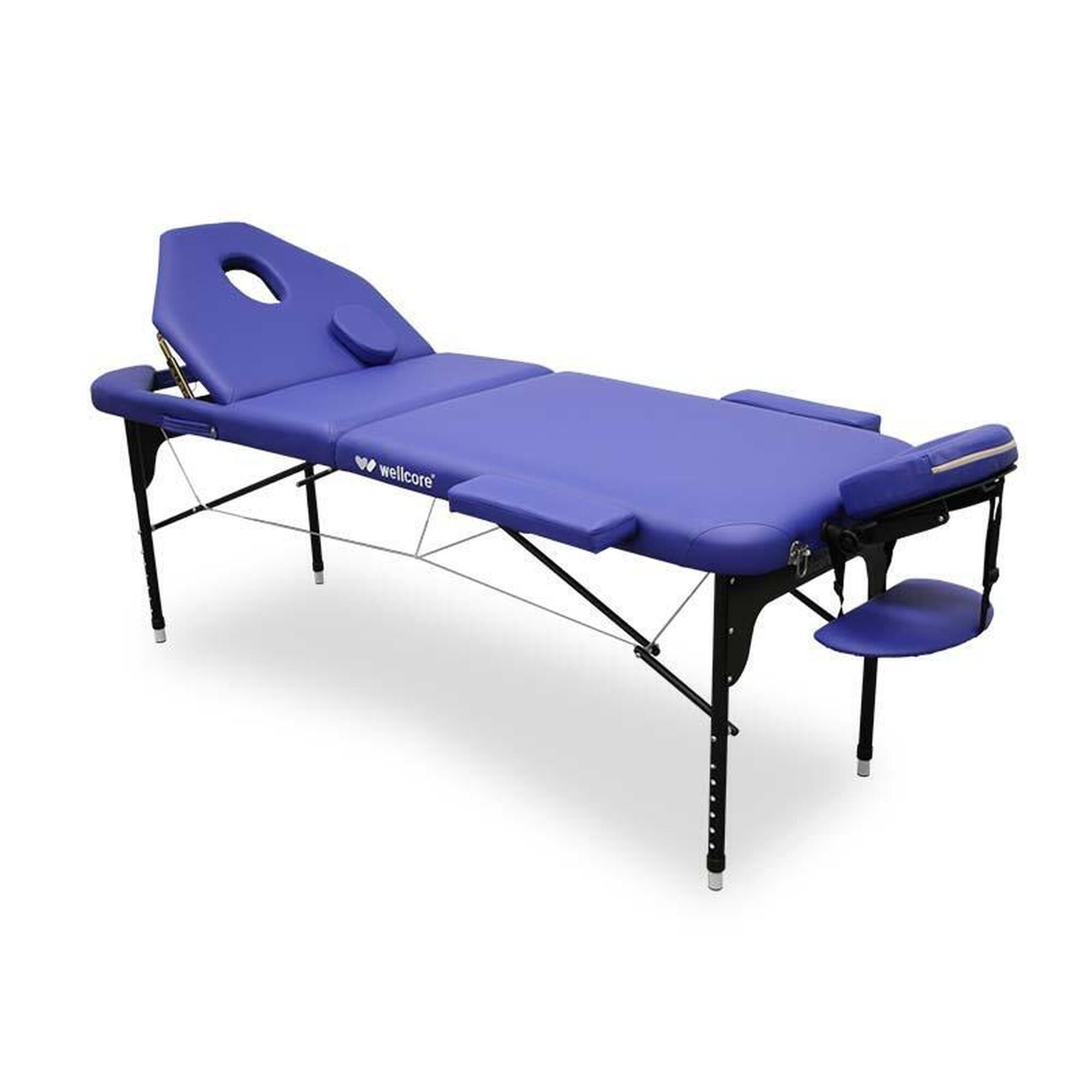 Wellcore - Wellcore 185 X 65 Cm Brancard Pliable En Aluminium Avec Dossier Rabattable - Table De Massage - Bleu - No Size - Decathlon